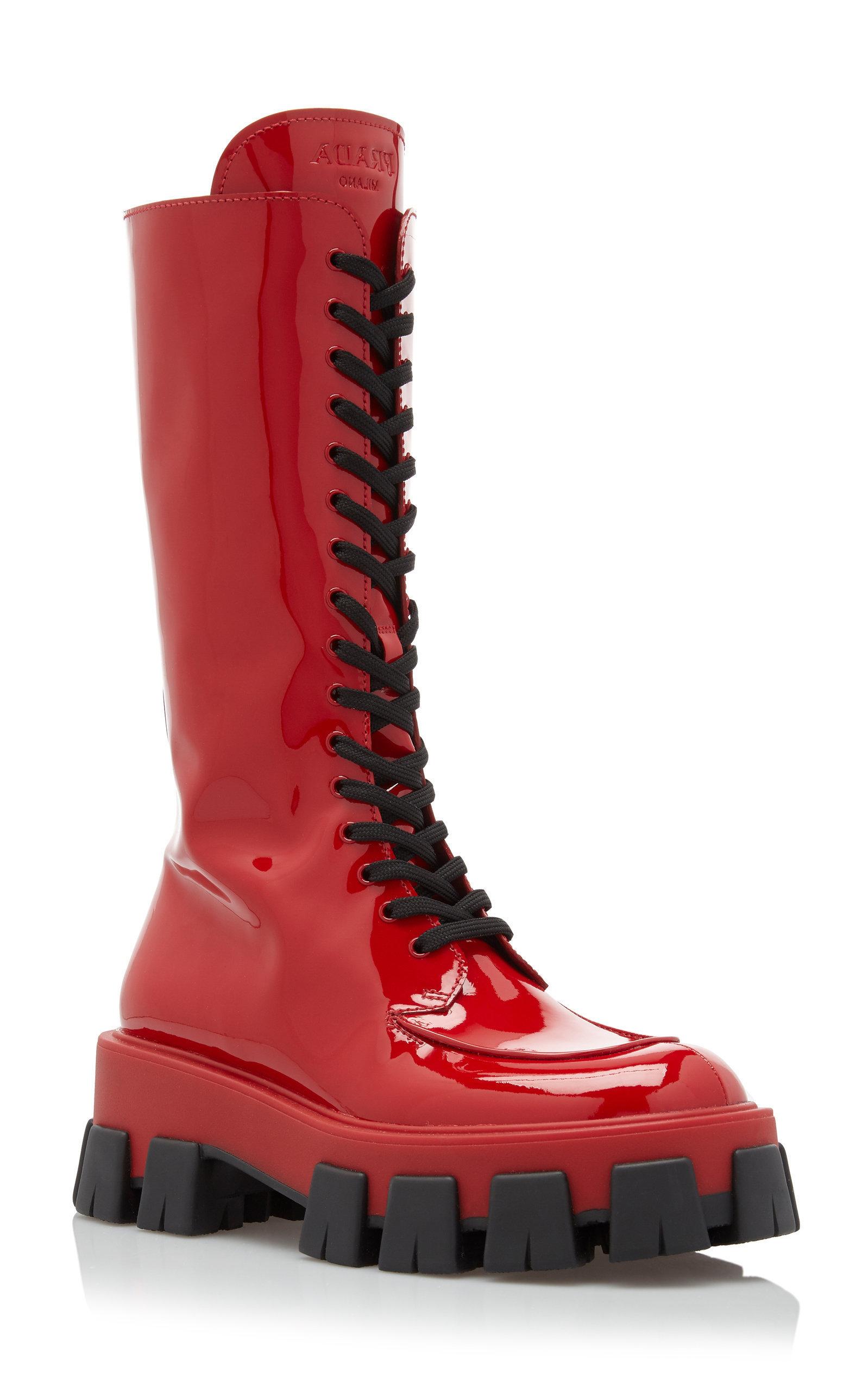 prada patent leather booties
