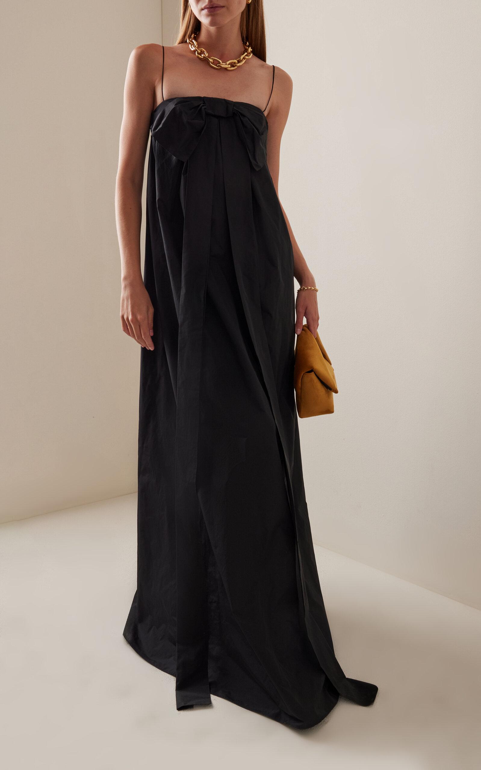 BERNADETTE Estelle Bow-detailed Taffeta Maxi Dress in Black | Lyst