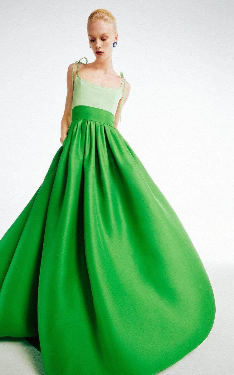 two tone green dress Jovani 36670 - Long Taffeta Column Dress main image 1
