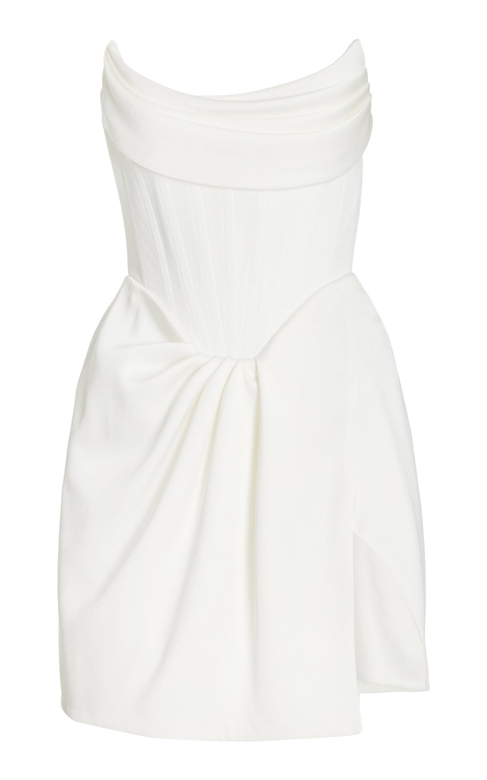 Alex Perry Audra Draped Satin Mini Dress in White | Lyst