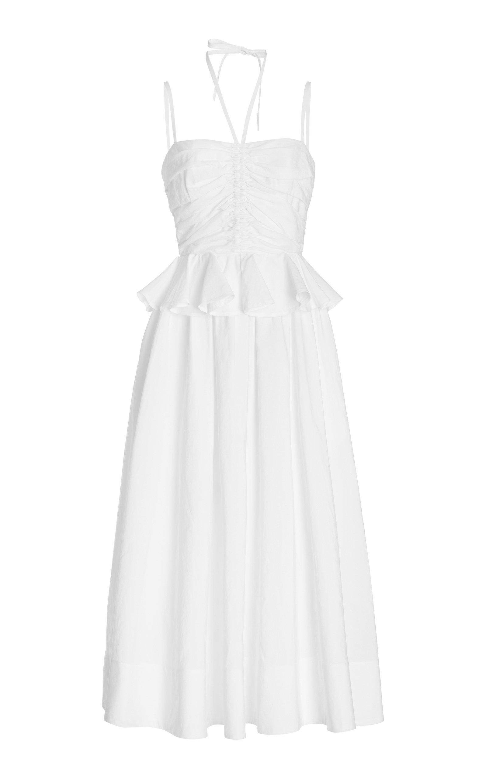 Ulla Johnson Anastasia Cotton And Linen Blend Peplum Dress in White ...