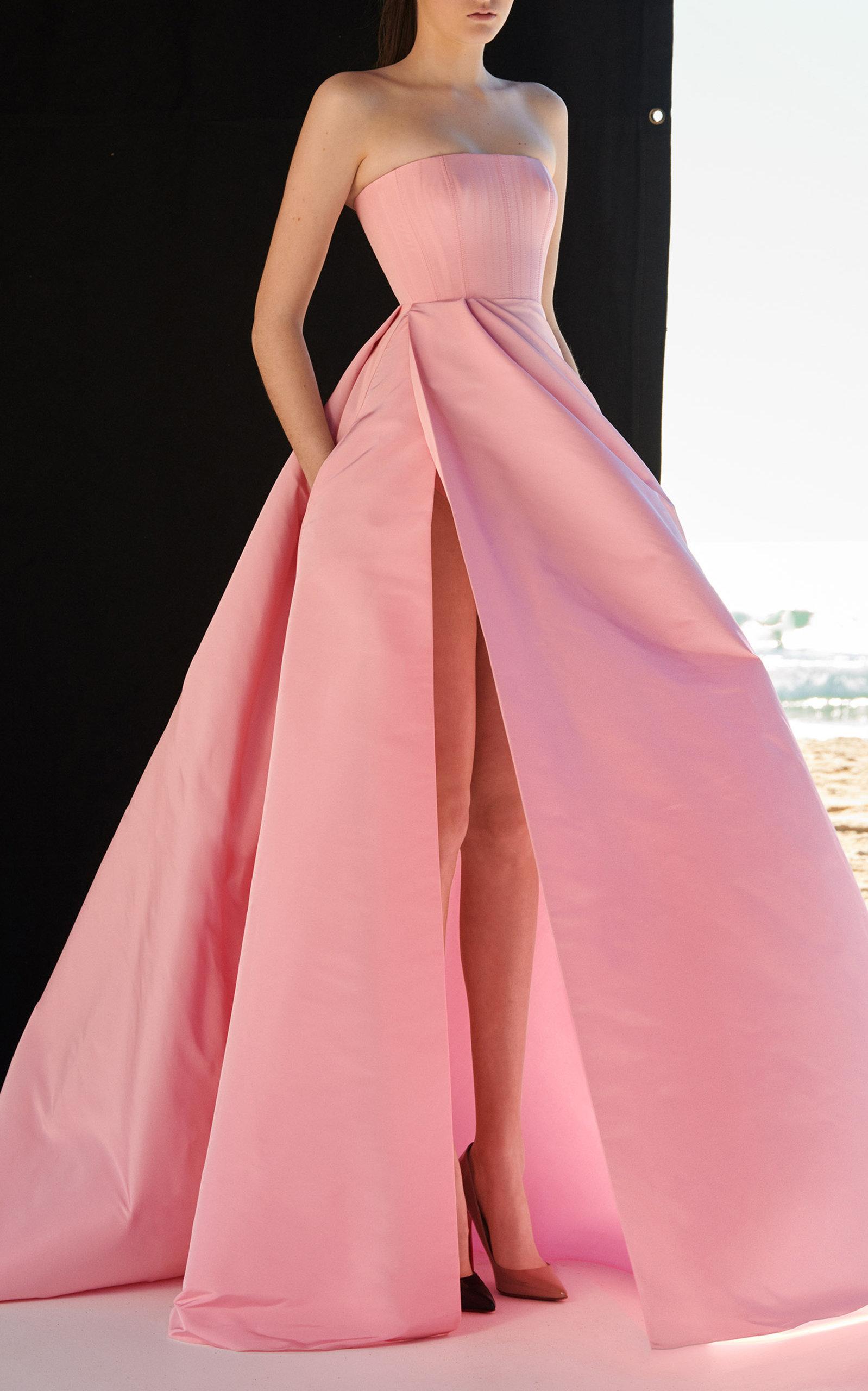Alex Perry Valeria Strapless Silk Grosgrain Gown in Pink | Lyst