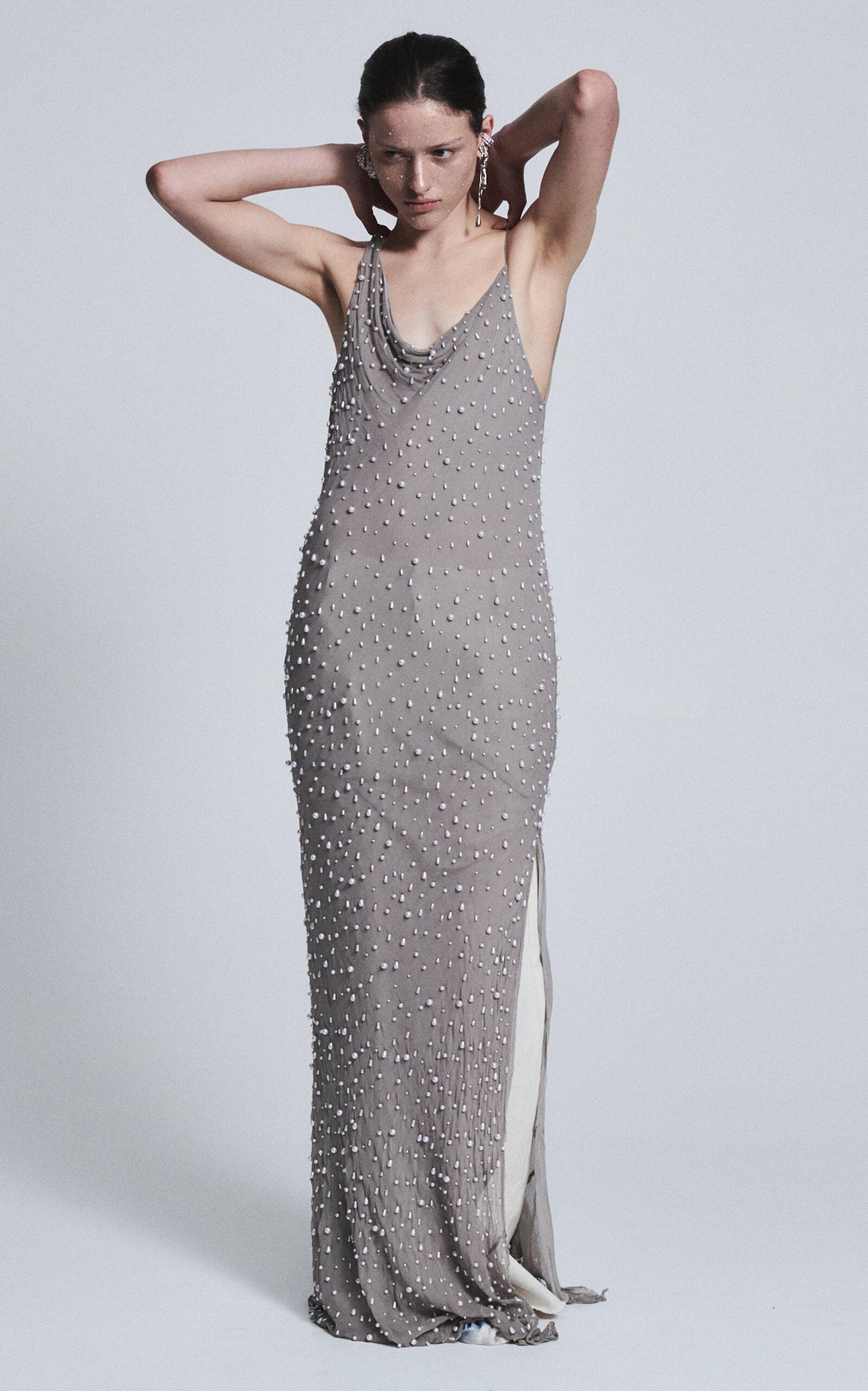 Albus Lumen Bead-embellished Silk Maxi Dress in Natural for Men | Lyst Australia Albus Lumen Bead-embellished Silk Maxi Dress in Natural for Men | Lyst Australia