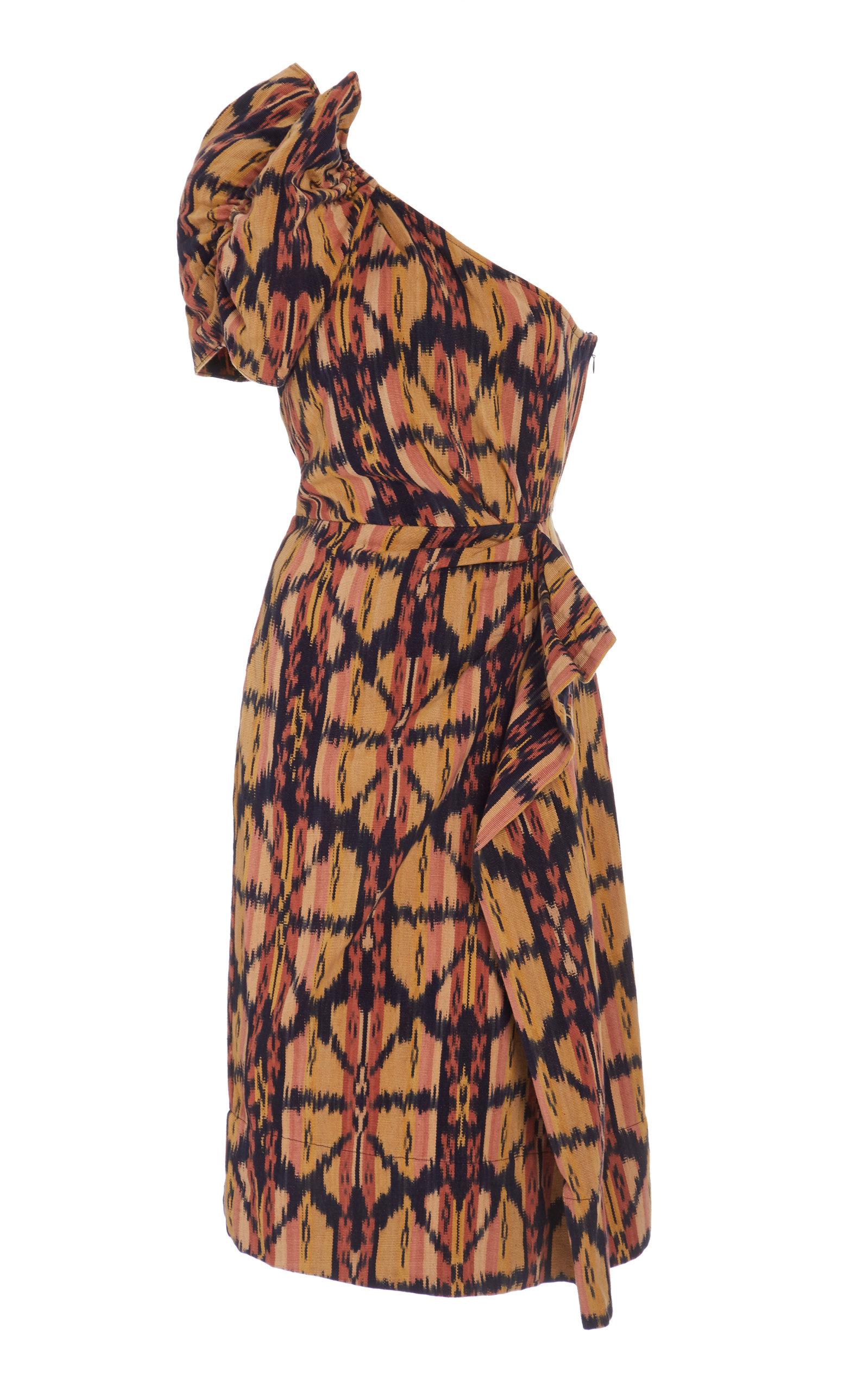 Ulla Johnson Idra Ikatprint Cotton Onesleeve Dress Lyst