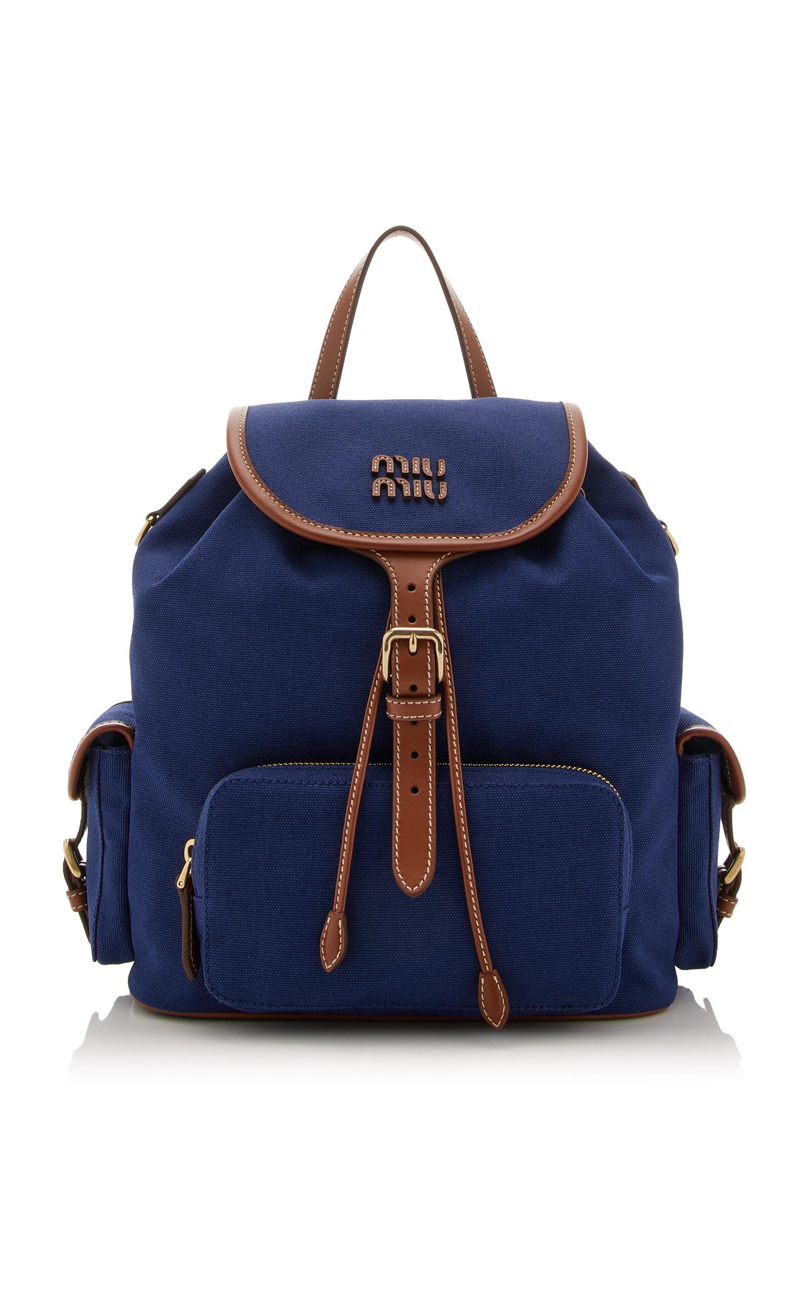 Miu Miu Canvas Backpack in Blue | Lyst