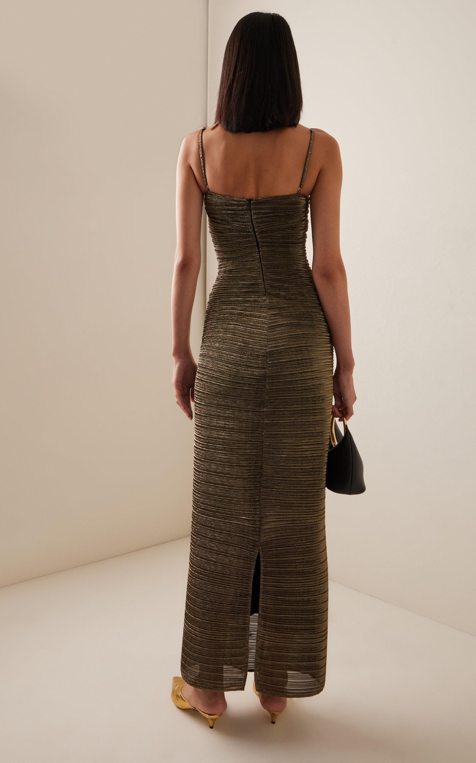 georgia hardinge green dress Georgia Hardinge The Impression Dress in Metallic Gold main image 1