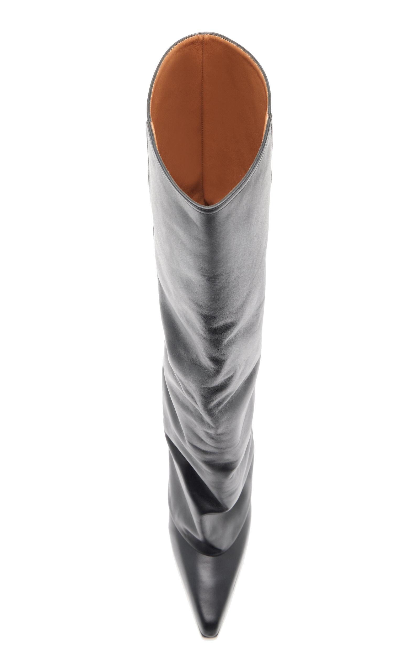 Paris Texas Jane Fold-over Leather Knee Boots in Black | Lyst