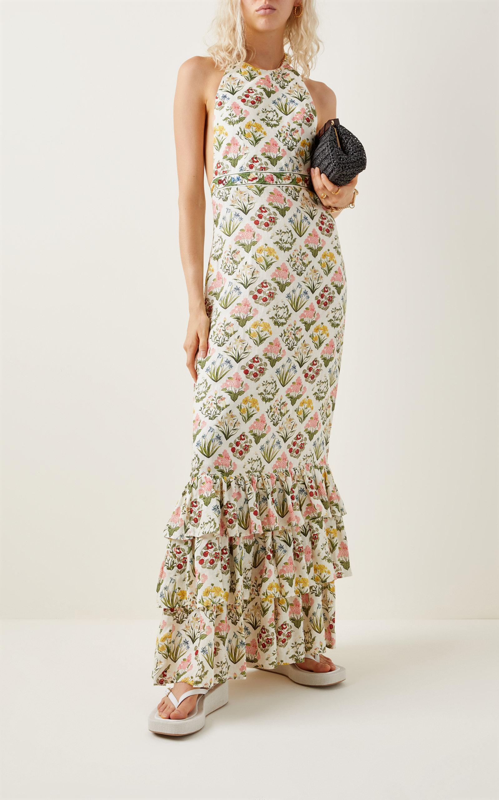 blue white halter dress Life's Journey Backless Blue & White Midi Dress main image 0