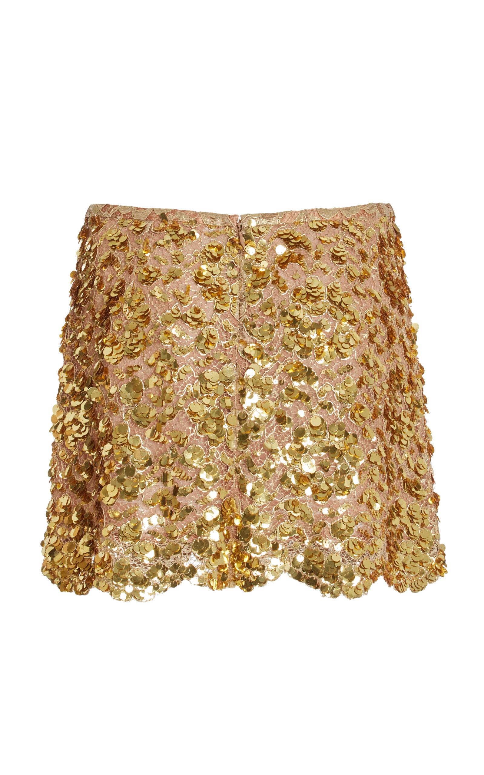 Michael Kors Sequined Lace Mini Skirt in Metallic Lyst UK