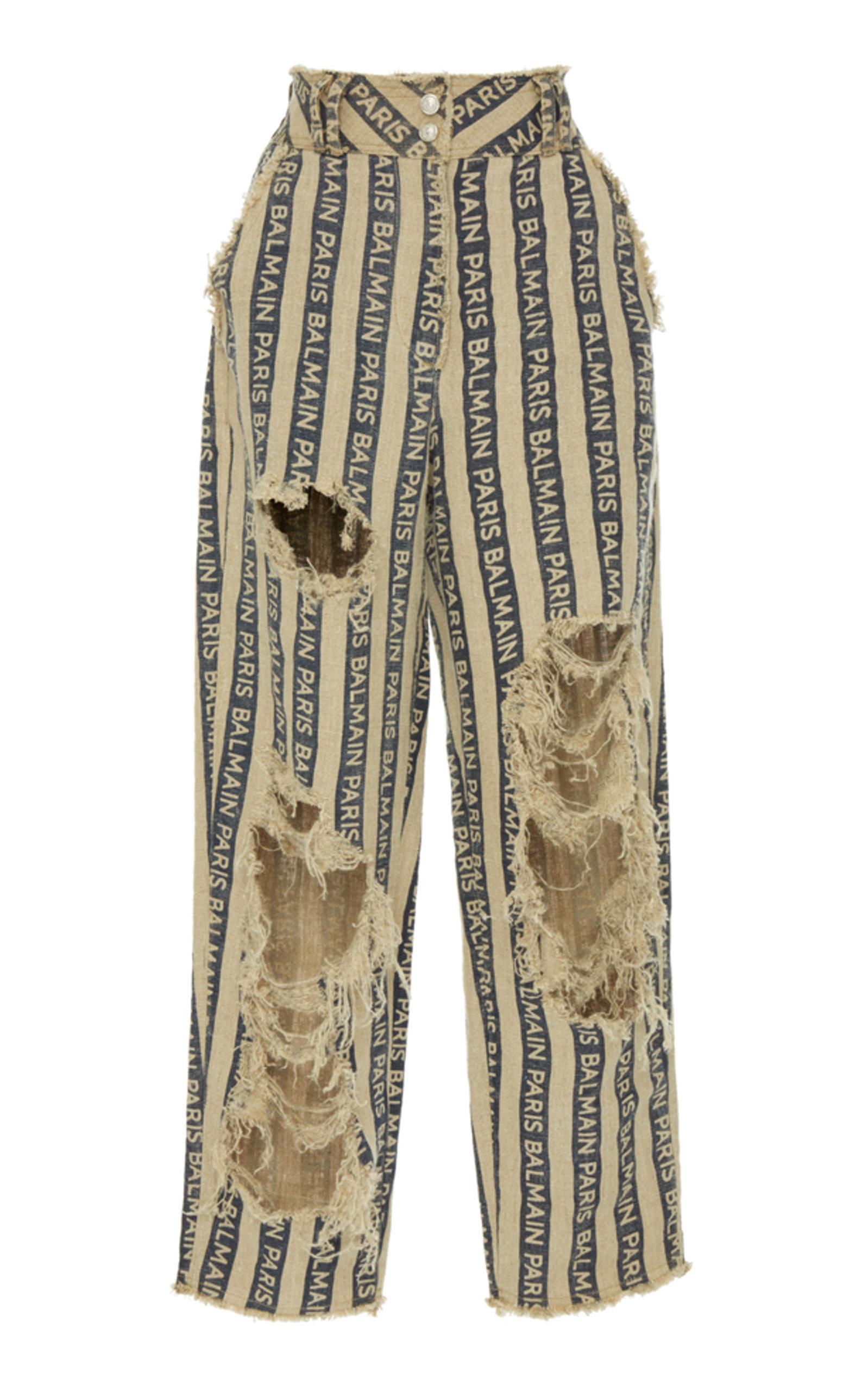 Balmain Linen Paris Stripe Pant | Lyst