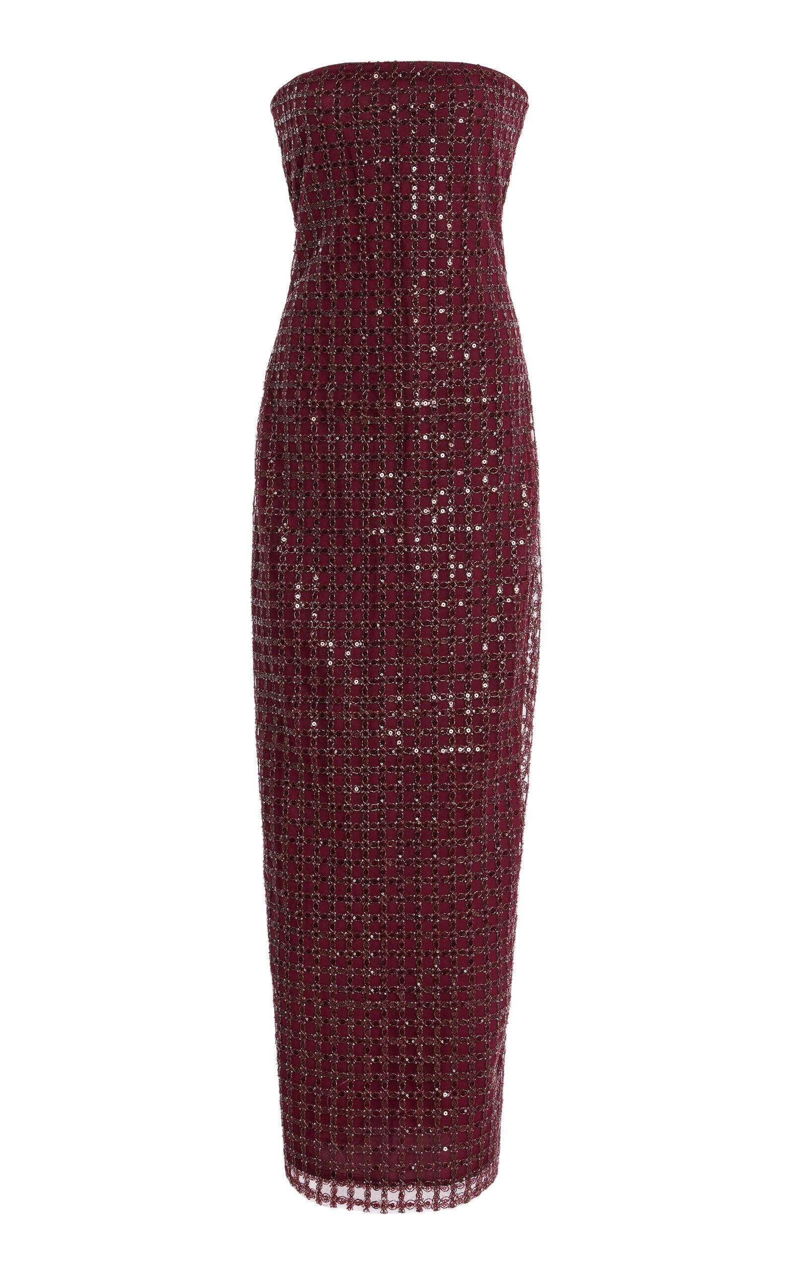 ワンピース ROTATE BIRGER CHRISTENSEN 'Beaded Maxi Tube' dress Beaded Maxi Tube Dress Bordeaux - ROTATE Birger Christensen
