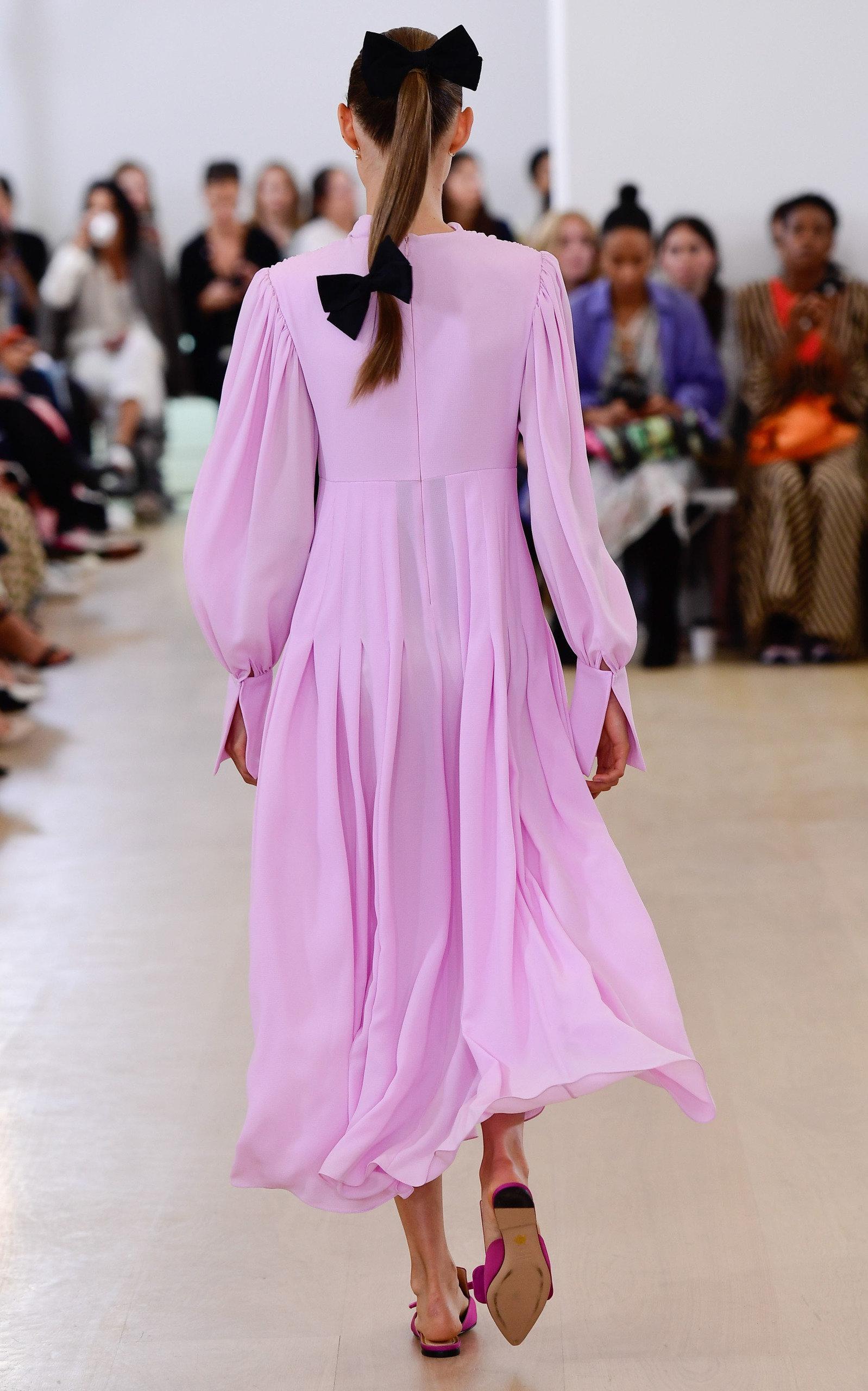 Emilia Wickstead Synthetic Roselle Longsleeve Crepe Dress in Pink Lyst
