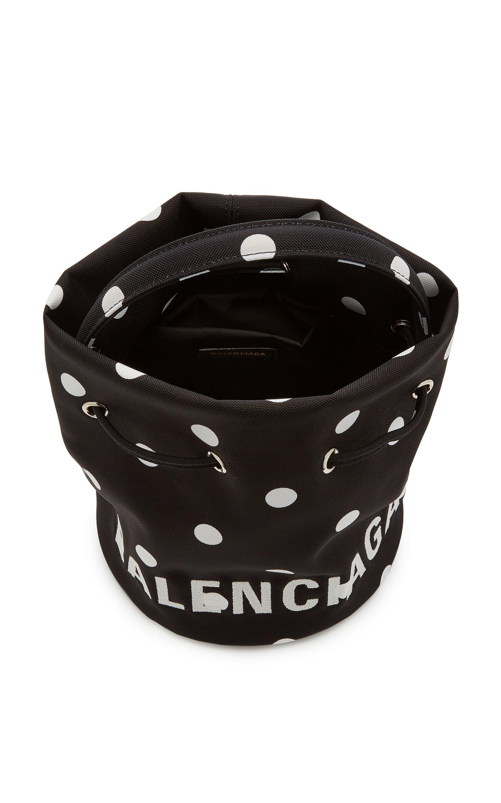 Balenciaga Black/White Nylon Dots Wheel XS Bucket Bag - Yoogi's Closet