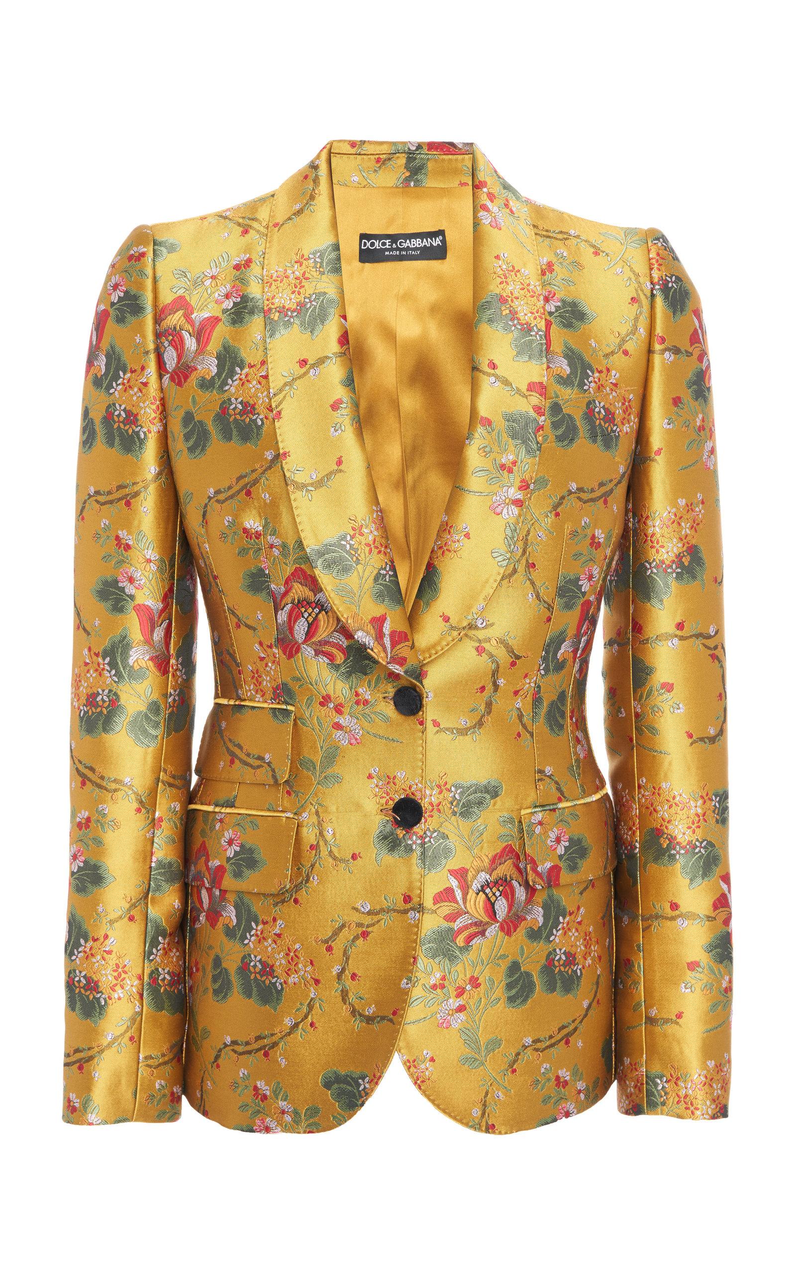 Dolce & Gabbana Floral-print Satin-jacquard Blazer in Yellow | Lyst