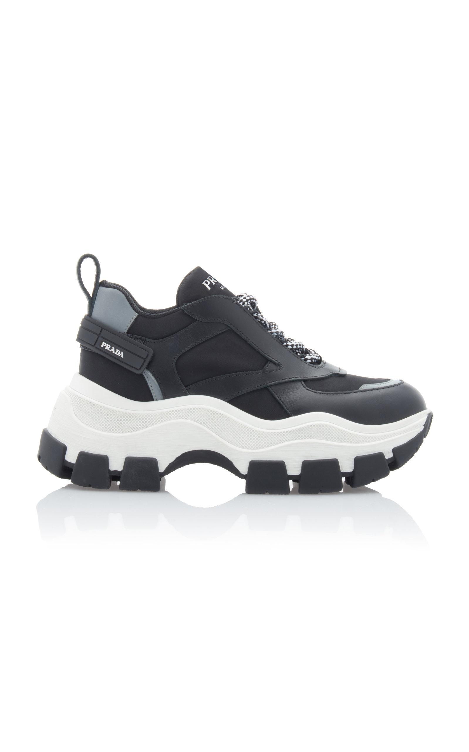 Prada Black Leather Low Top Chunky Sneakers - Lyst