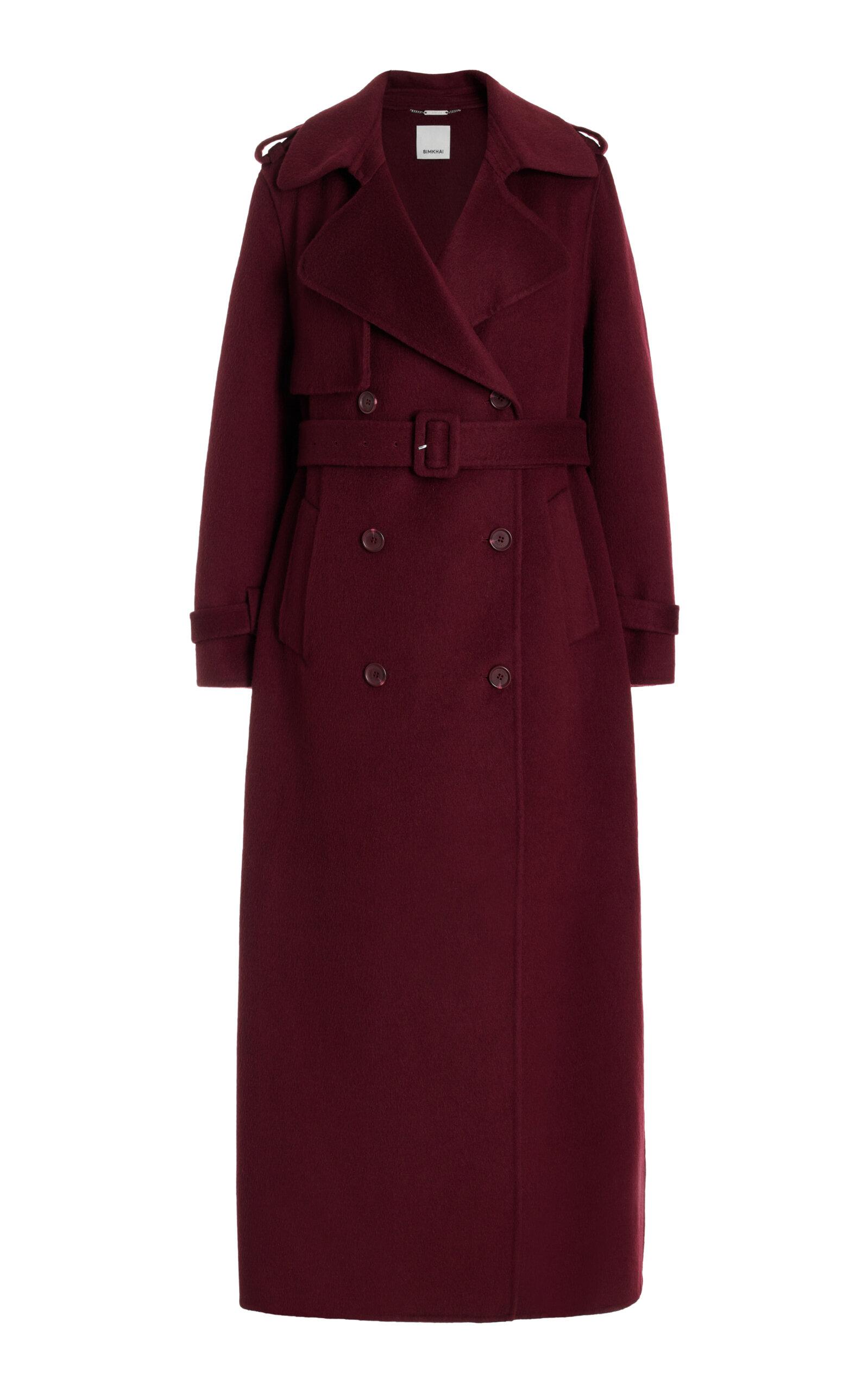 Jonathan Simkhai Rumi Belted Wool-blend Trench Coat in Purple