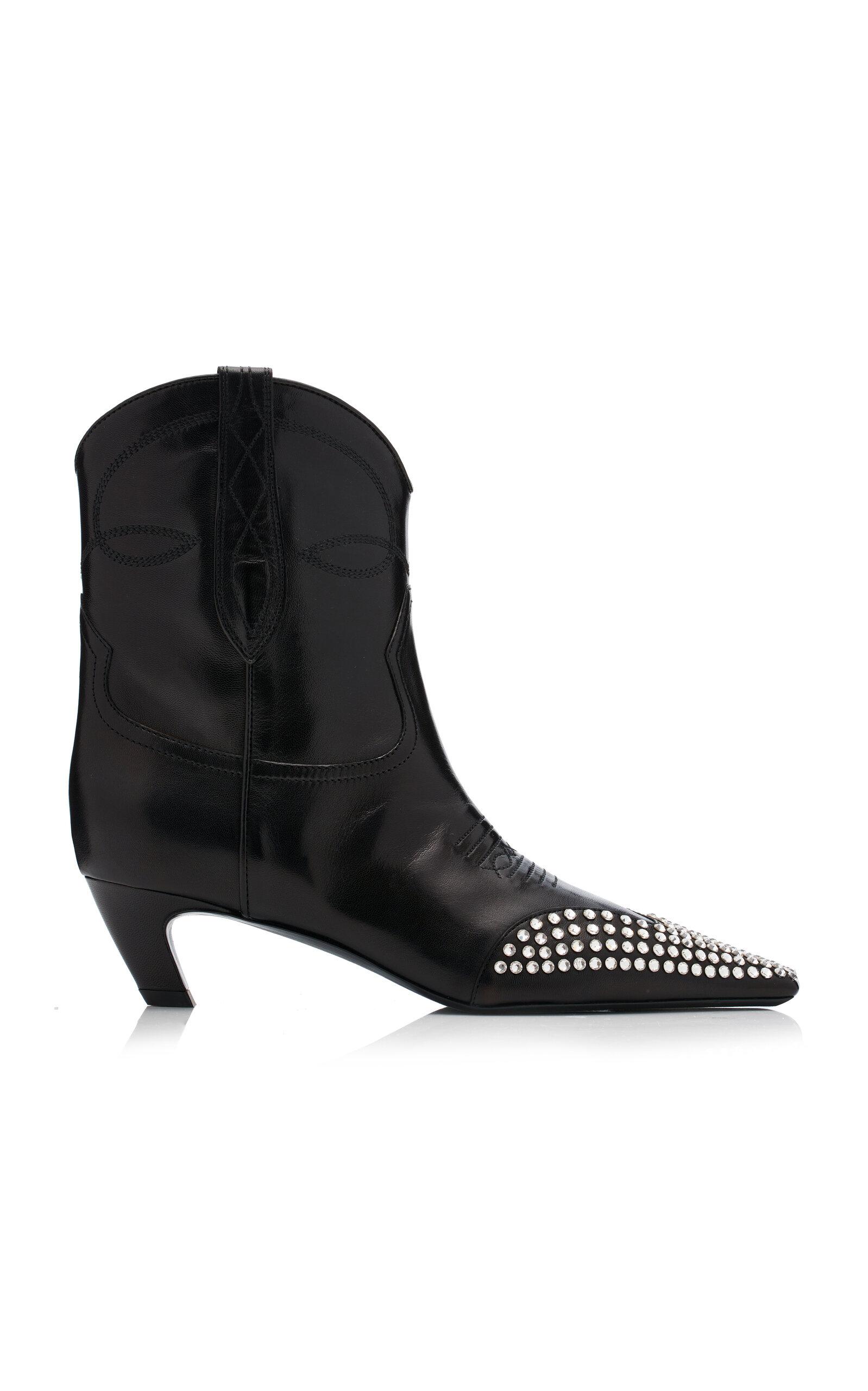 Khaite Dallas Crystal-embellished Leather Ankle Boots in Black | Lyst