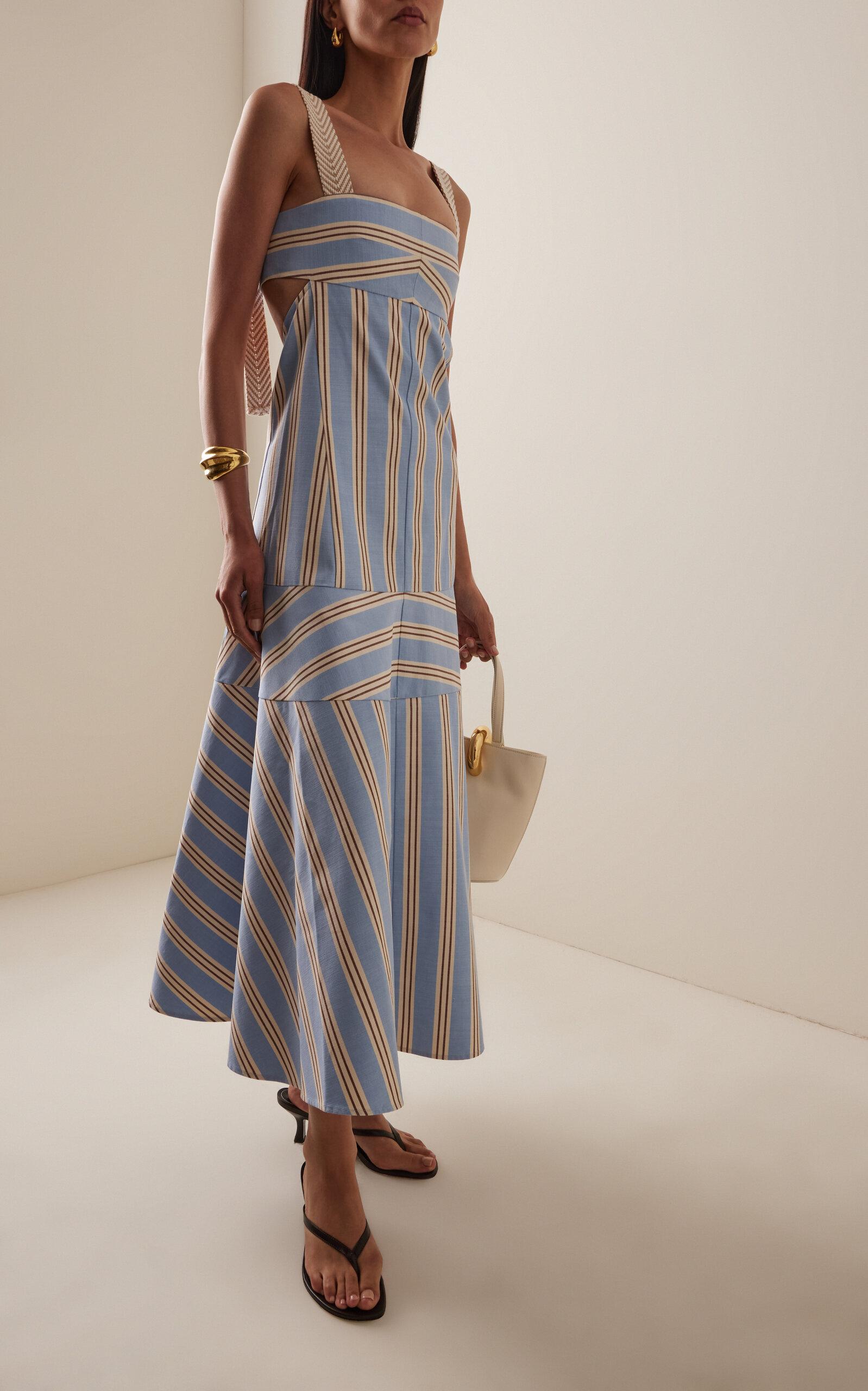 alexis talette striped cutout cotton midi dress Talette Dress by Alexis