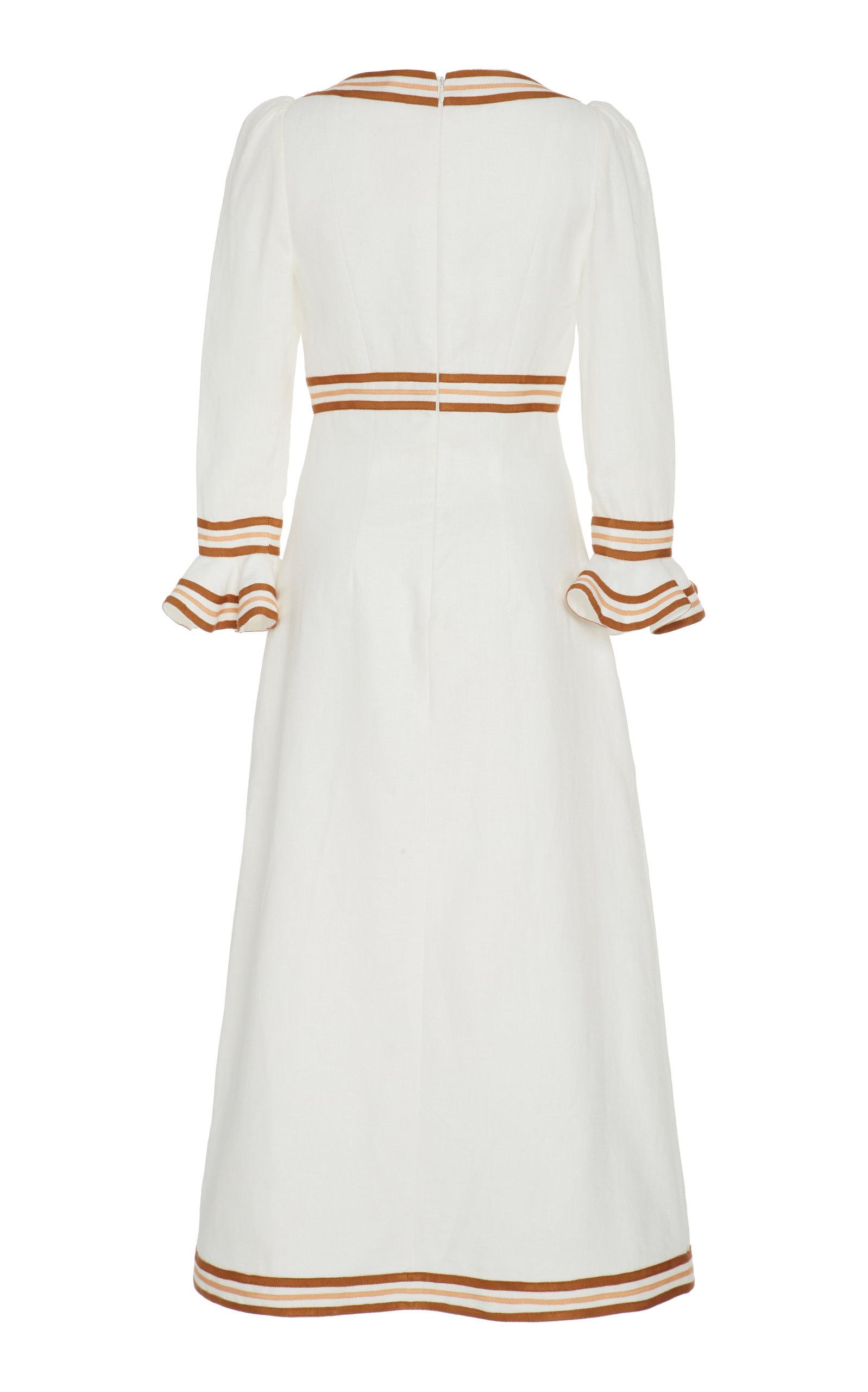 Zimmermann Striped Bowdetailed Linen Dress in White Lyst