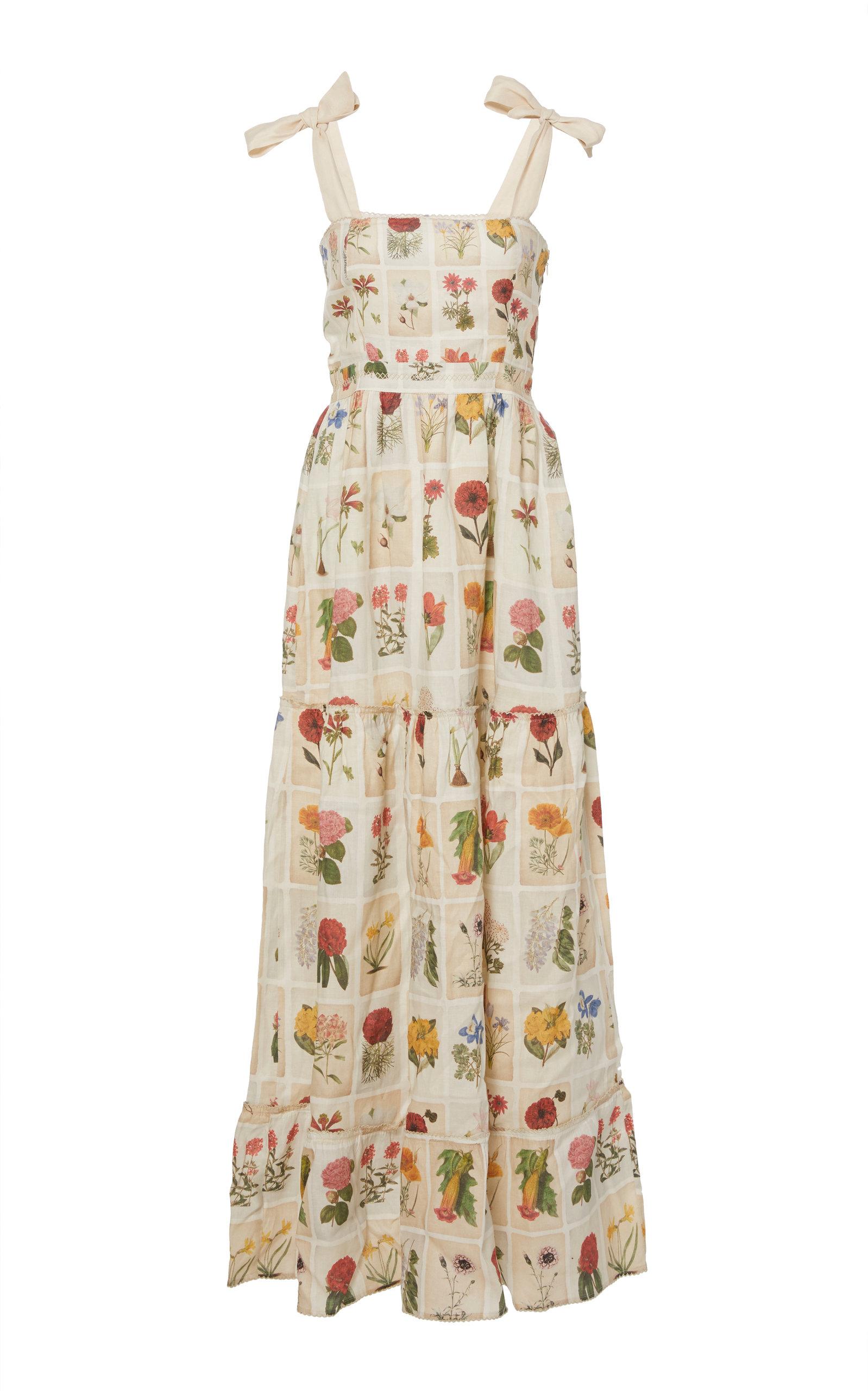 Agua by Agua Bendita Herbarium Floral-print Linen Maxi Dress | Lyst UK