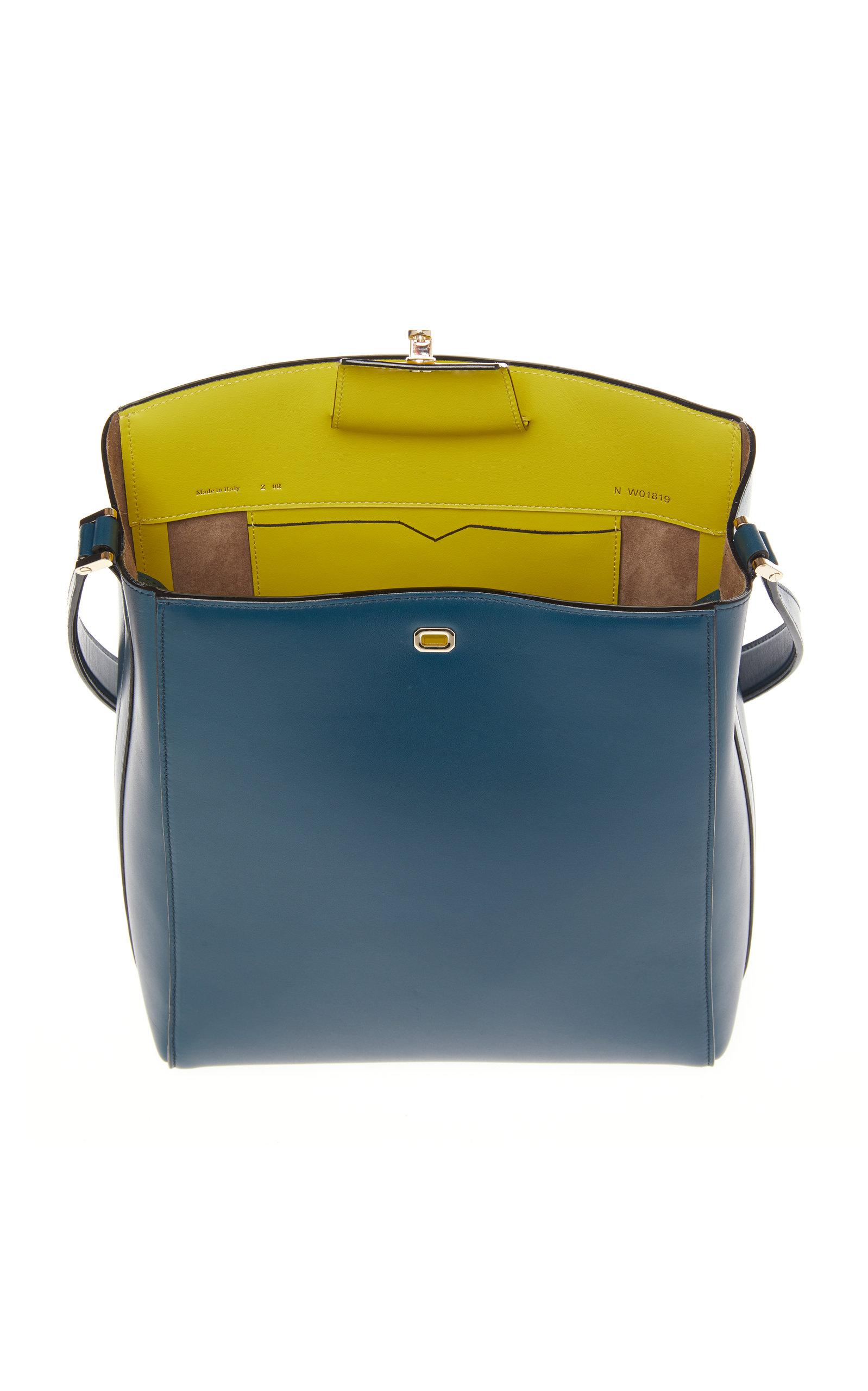 Valextra Leather Brera Shoulder Bag in Blue - Lyst