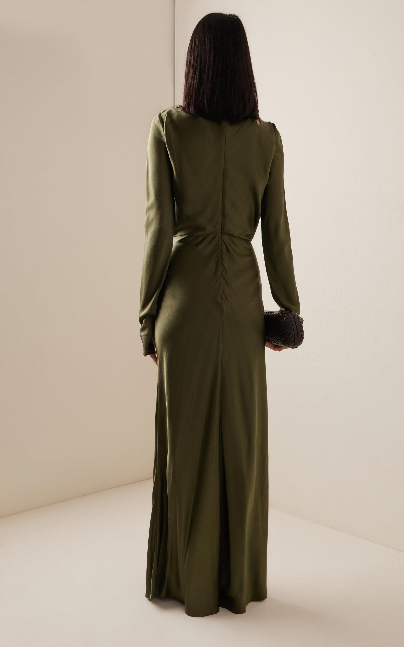 Rachel Gilbert Lucien Draped Silk Maxi Dress in Green | Lyst