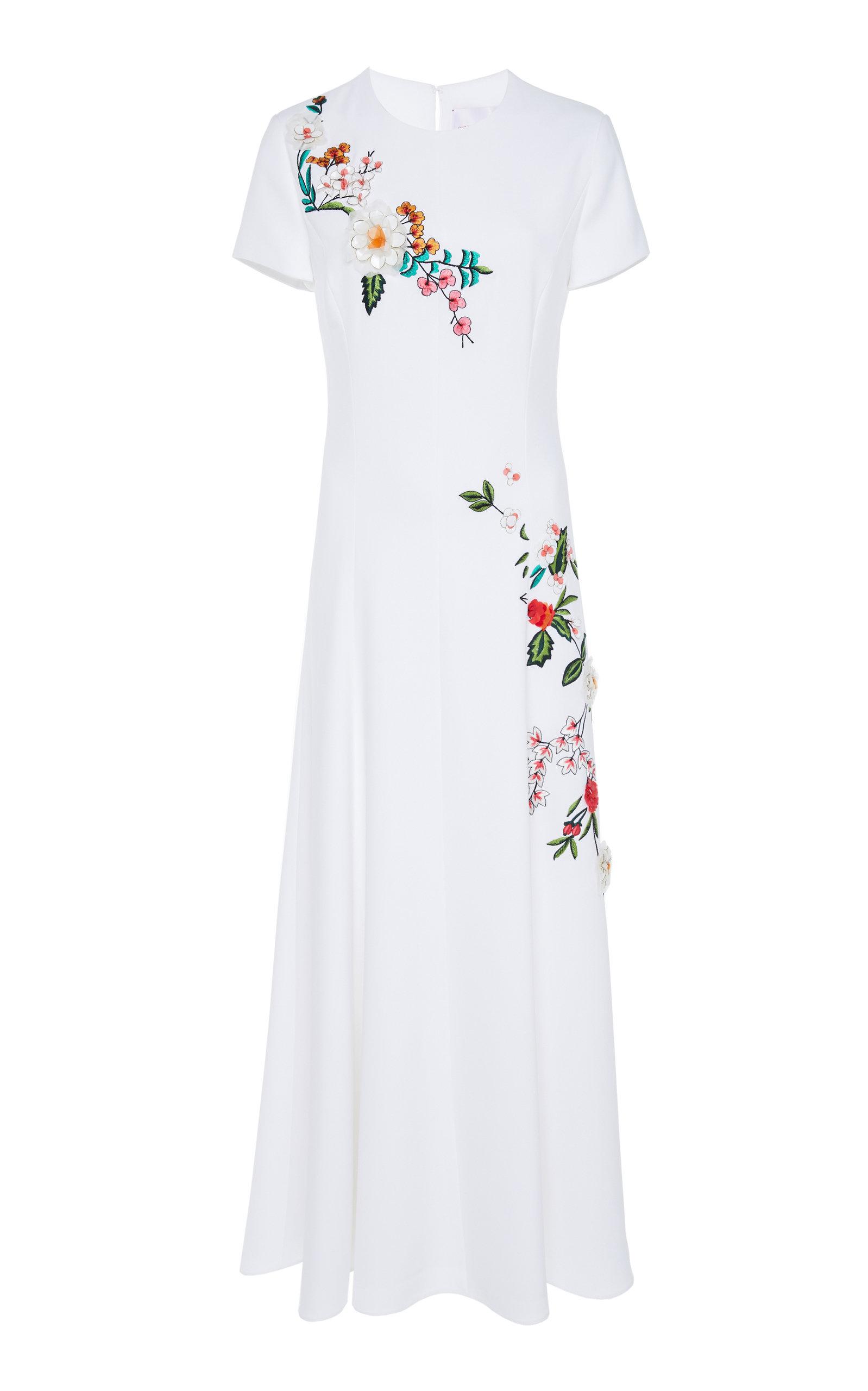 Short Sleeve Embroidered Midi Dress 