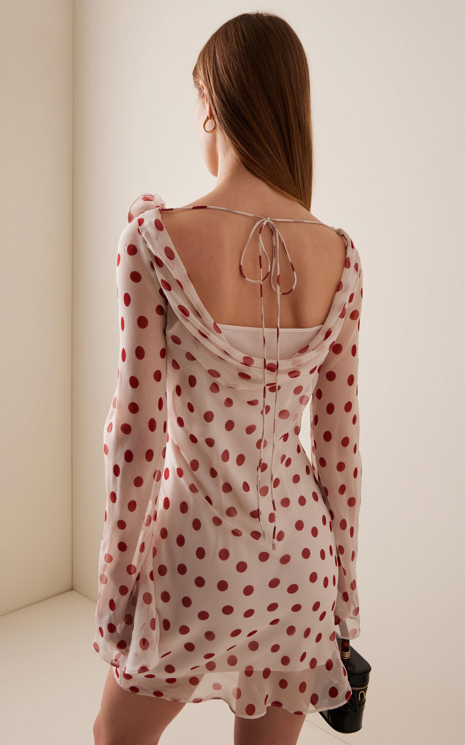 de la vali gracia polka-dot silk-chiffon mini dress De La Vali Gracia Polka-Dot Silk-Chiffon Mini Dress