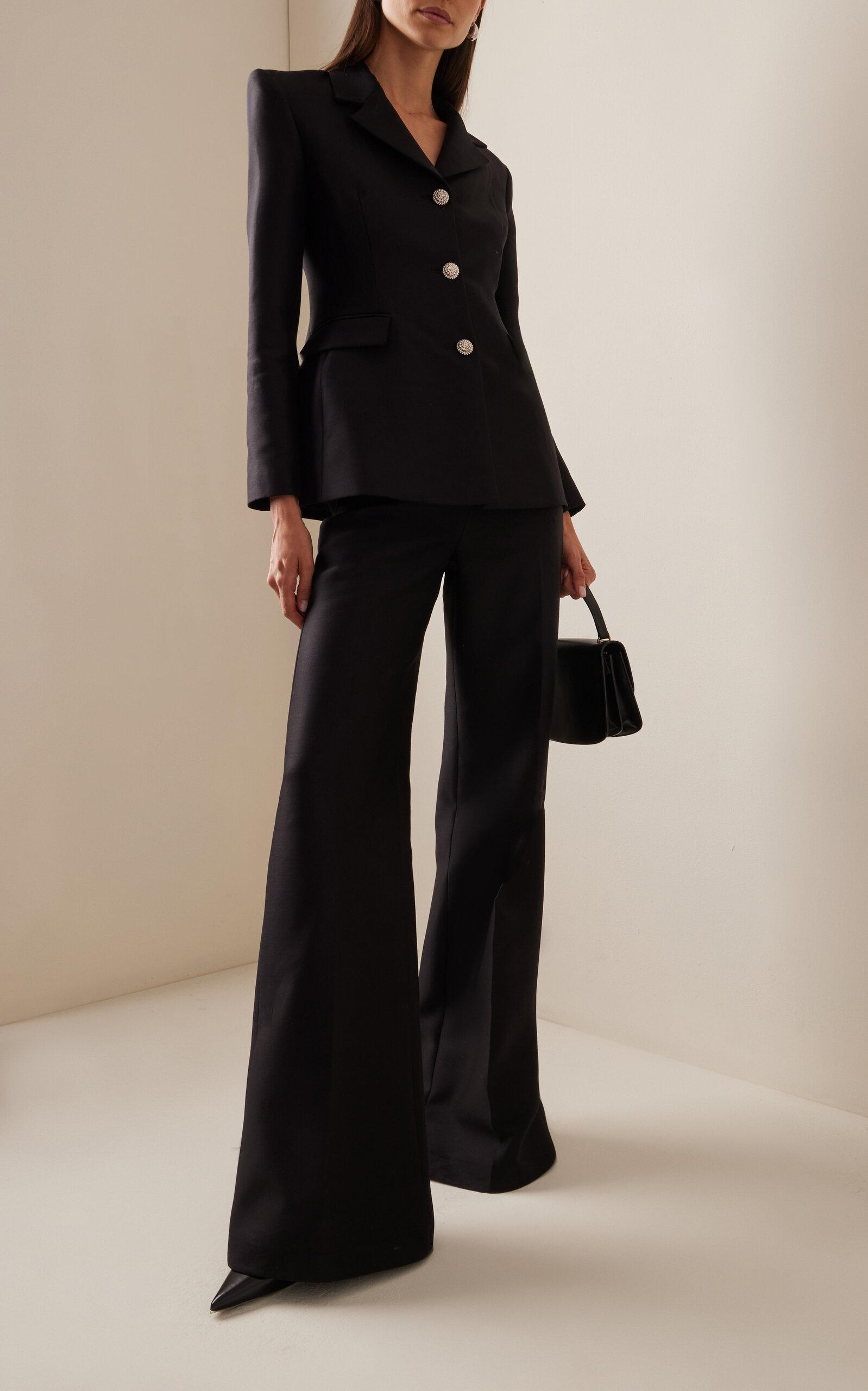 Adam Lippes Bettina Wool-silk Flared Pants in Black | Lyst UK