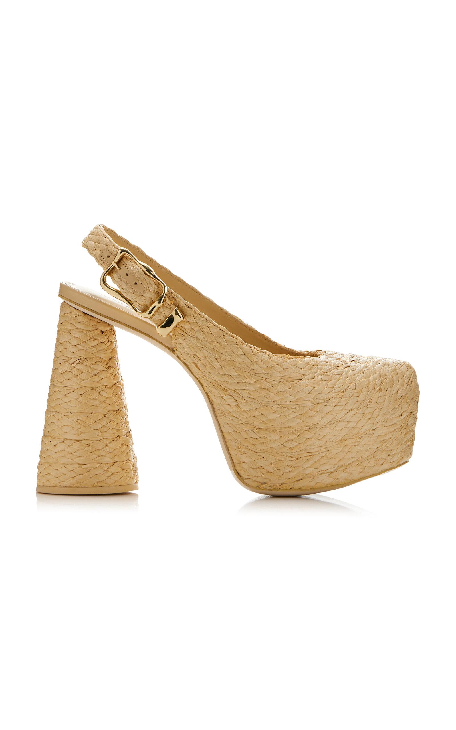 Cult Gaia Harmony Raffia Platform Pumps in Natural Lyst