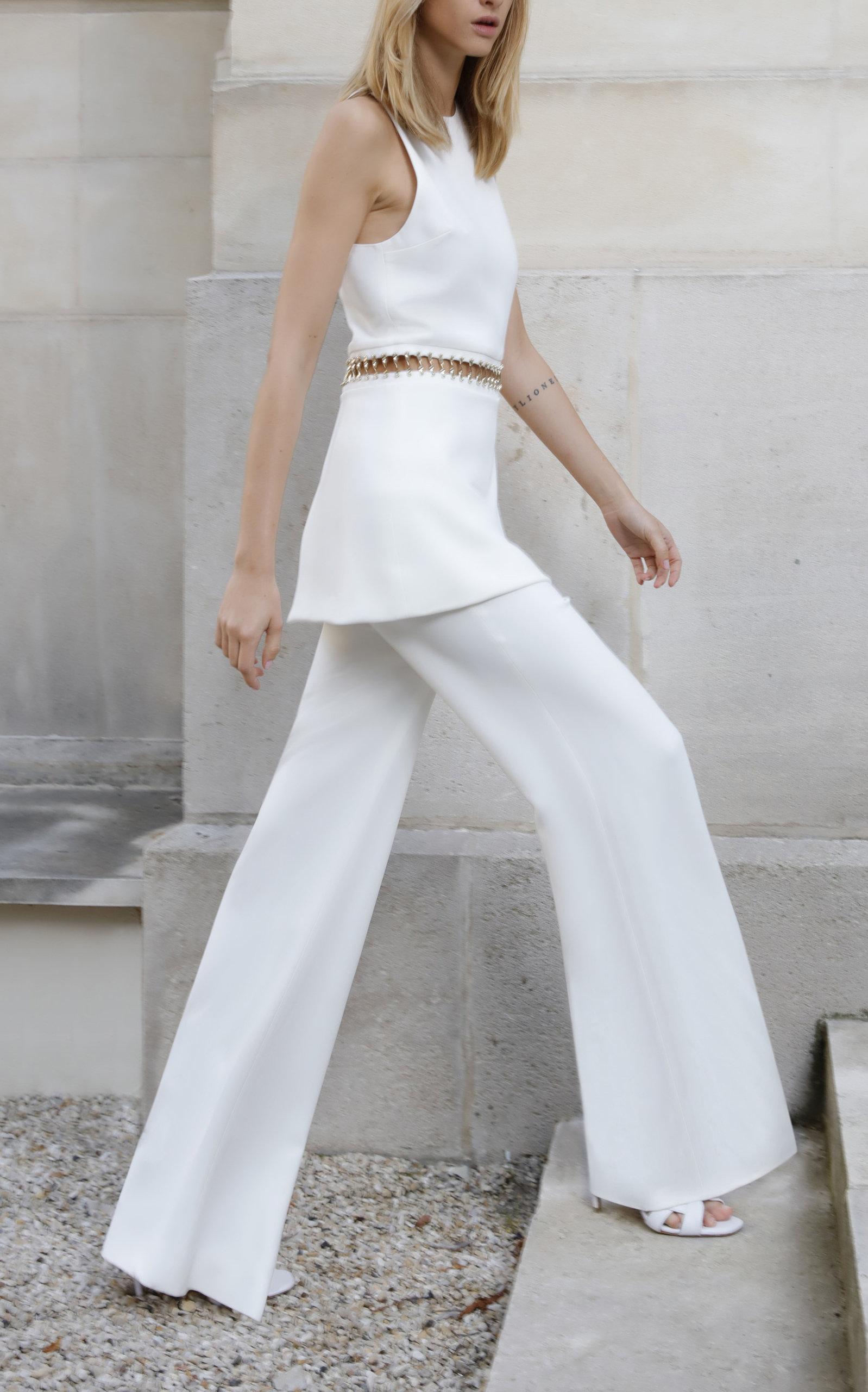 Elie Saab Embellished Cady Jumpsuit in White | Lyst