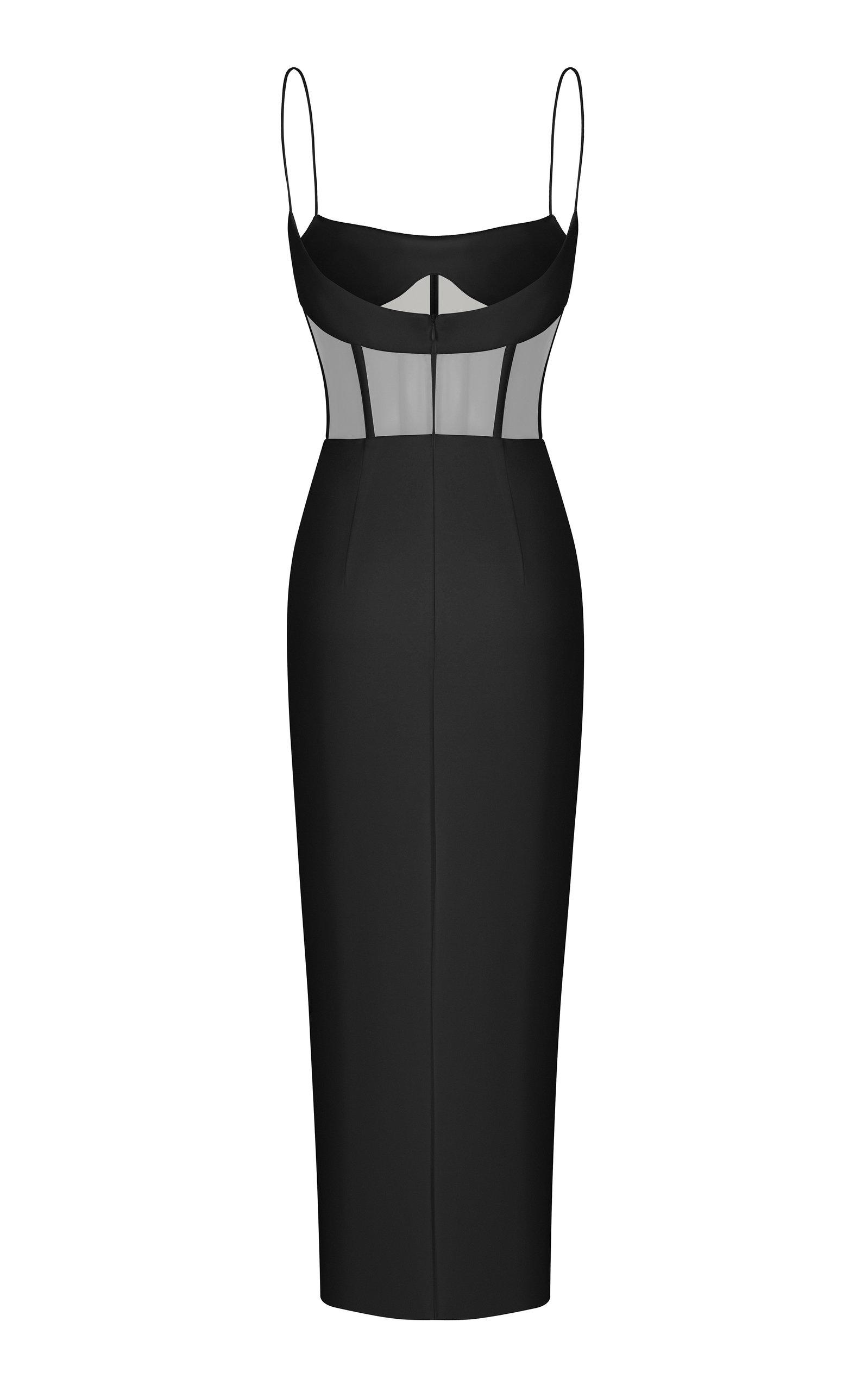 Rasario Sleeveless Crepe Corset Midi Dress in Black - Lyst