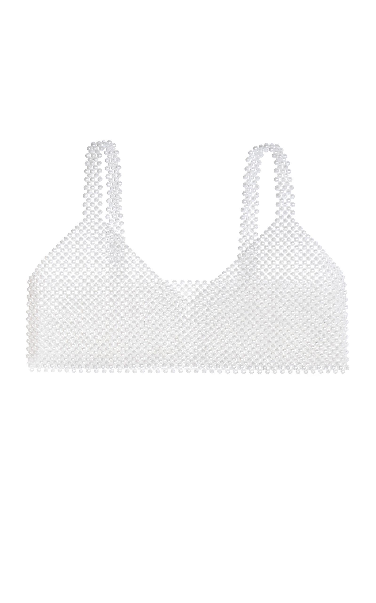 Bevza Pearl Beaded Crop Top in White | Lyst