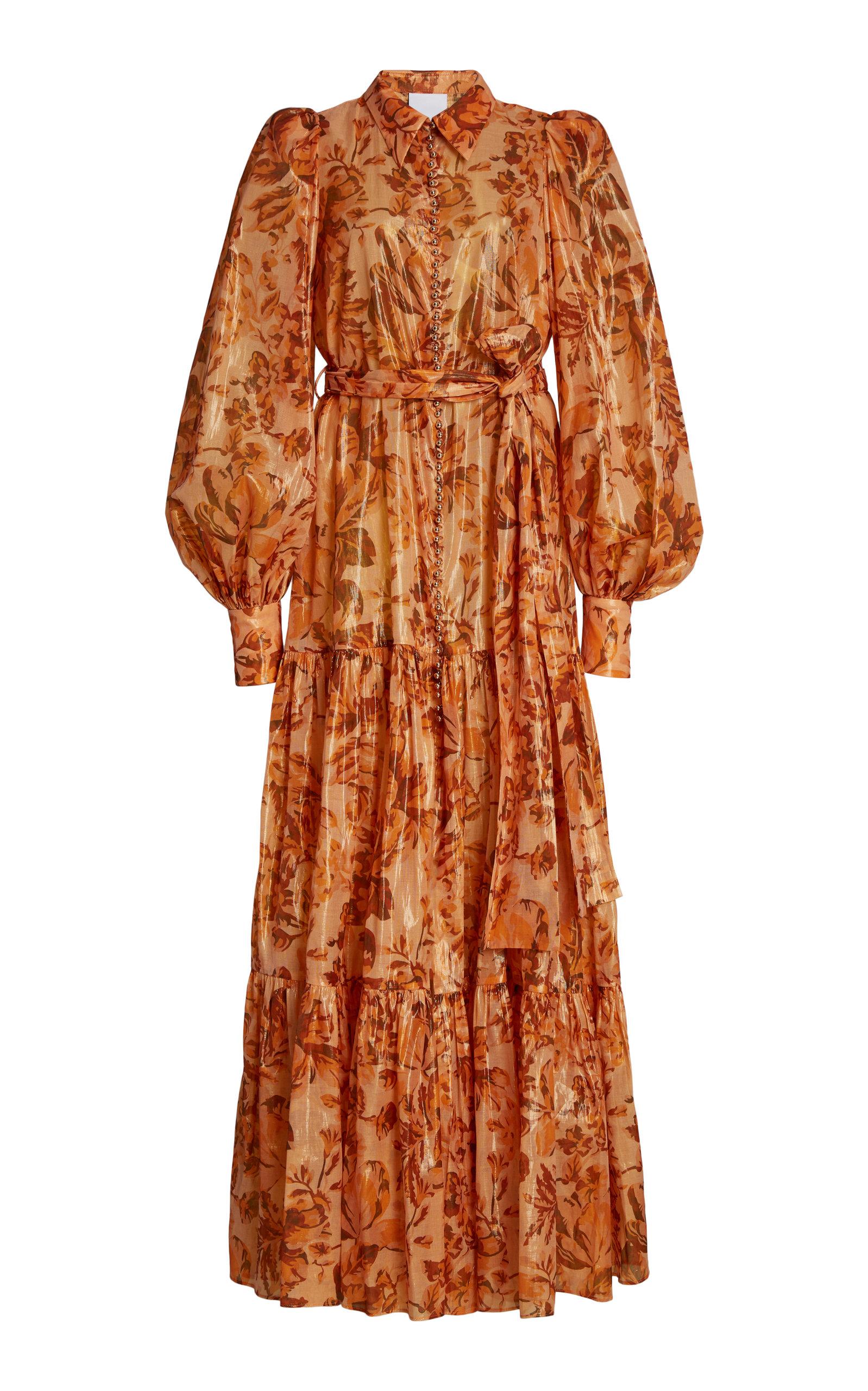 Acler Naples Floral Cotton-blend Maxi Dress in Orange | Lyst