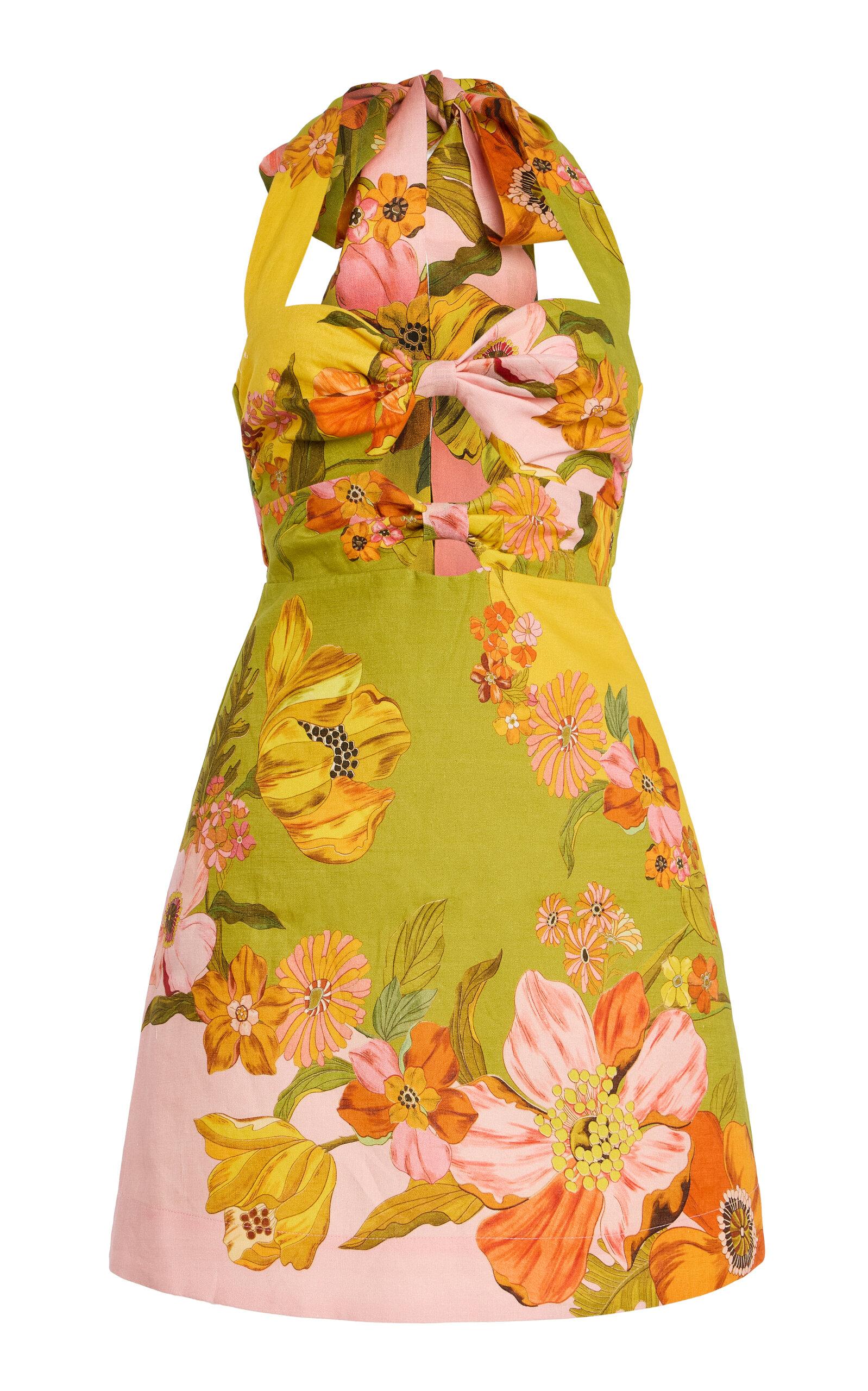 ALMAIS Silas Linen Mini Halter Dress in Yellow | Lyst UK