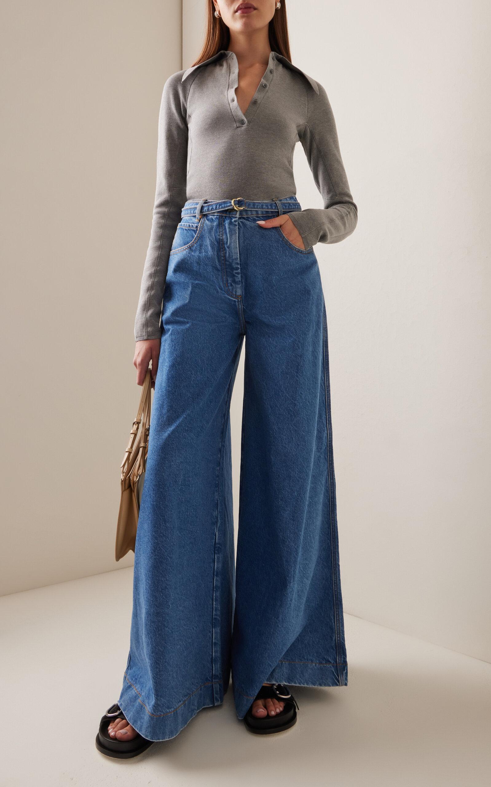 OUTLAND DENIM X Karen Walker Duster Belted High-rise Flare Jeans