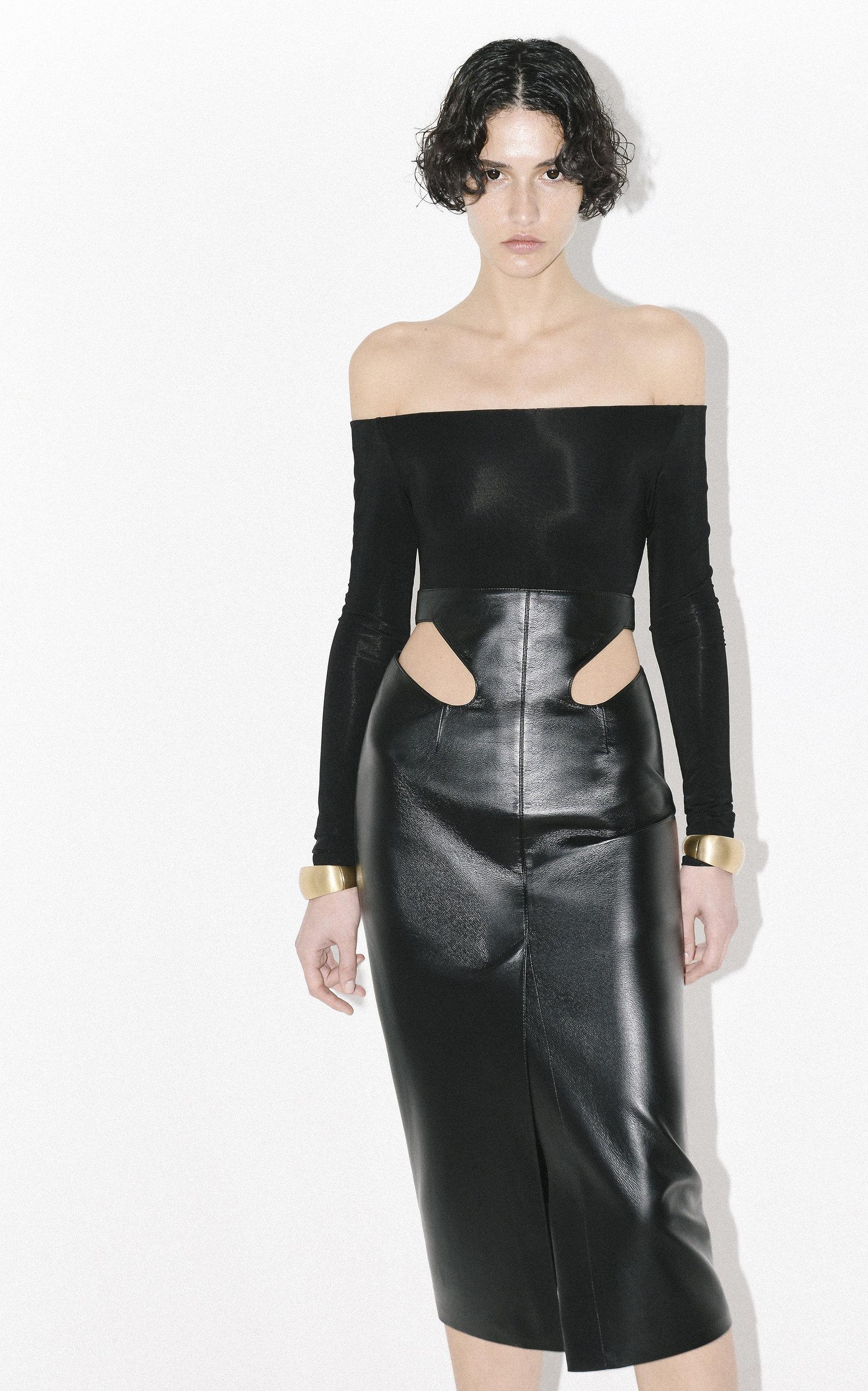 Cut-Out Faux-Leather Skirt | Endource