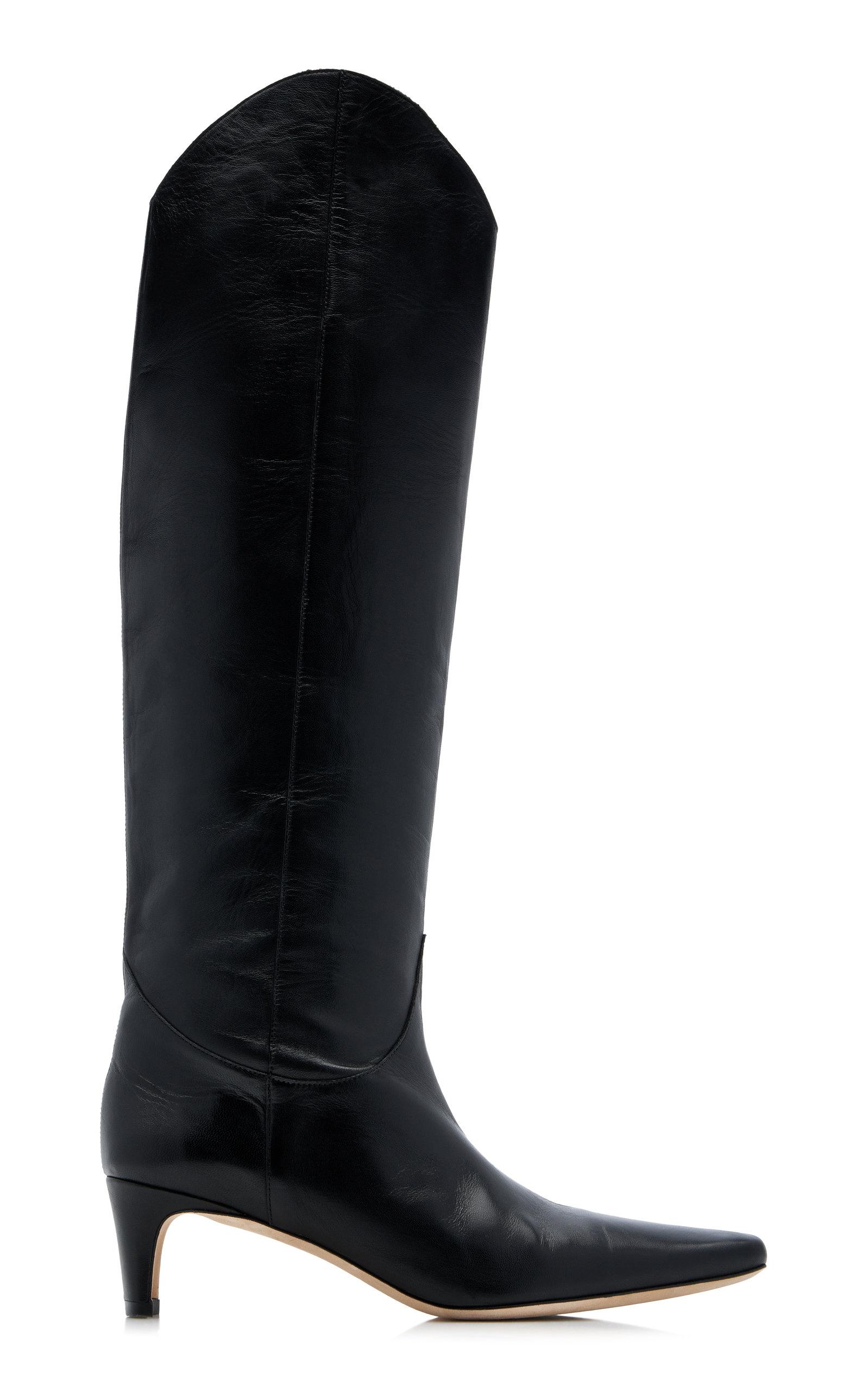 STAUD Wally Tall Leather Western Boots in Black | Lyst Canada