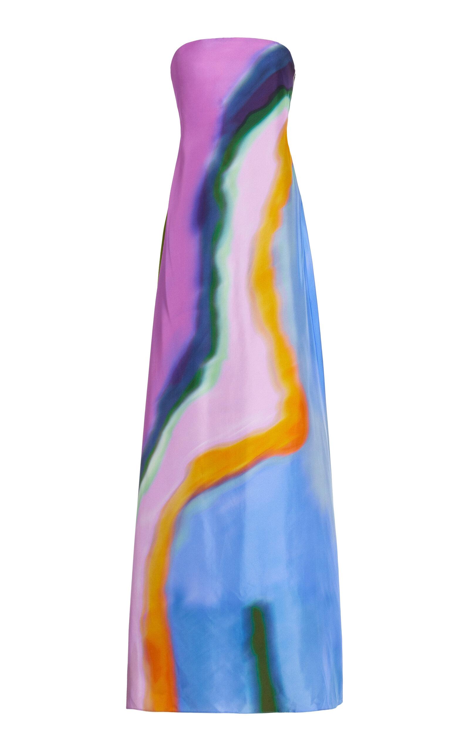 Christopher Esber Aura Strapless Silk Maxi Dress in Blue | Lyst