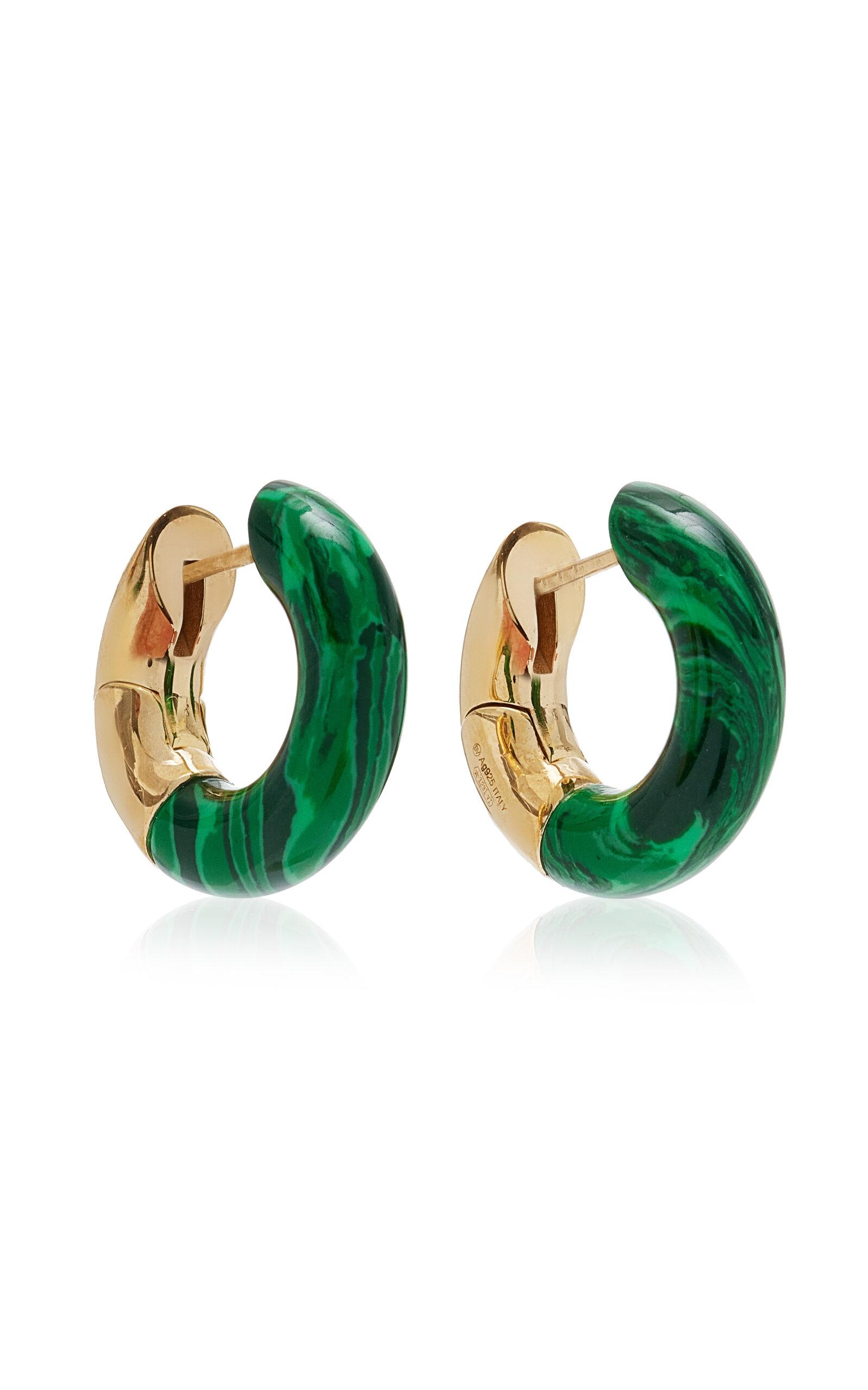 Bottega Veneta 18k Gold-plated Sterling Silver Malachite Earrings in Green  | Lyst