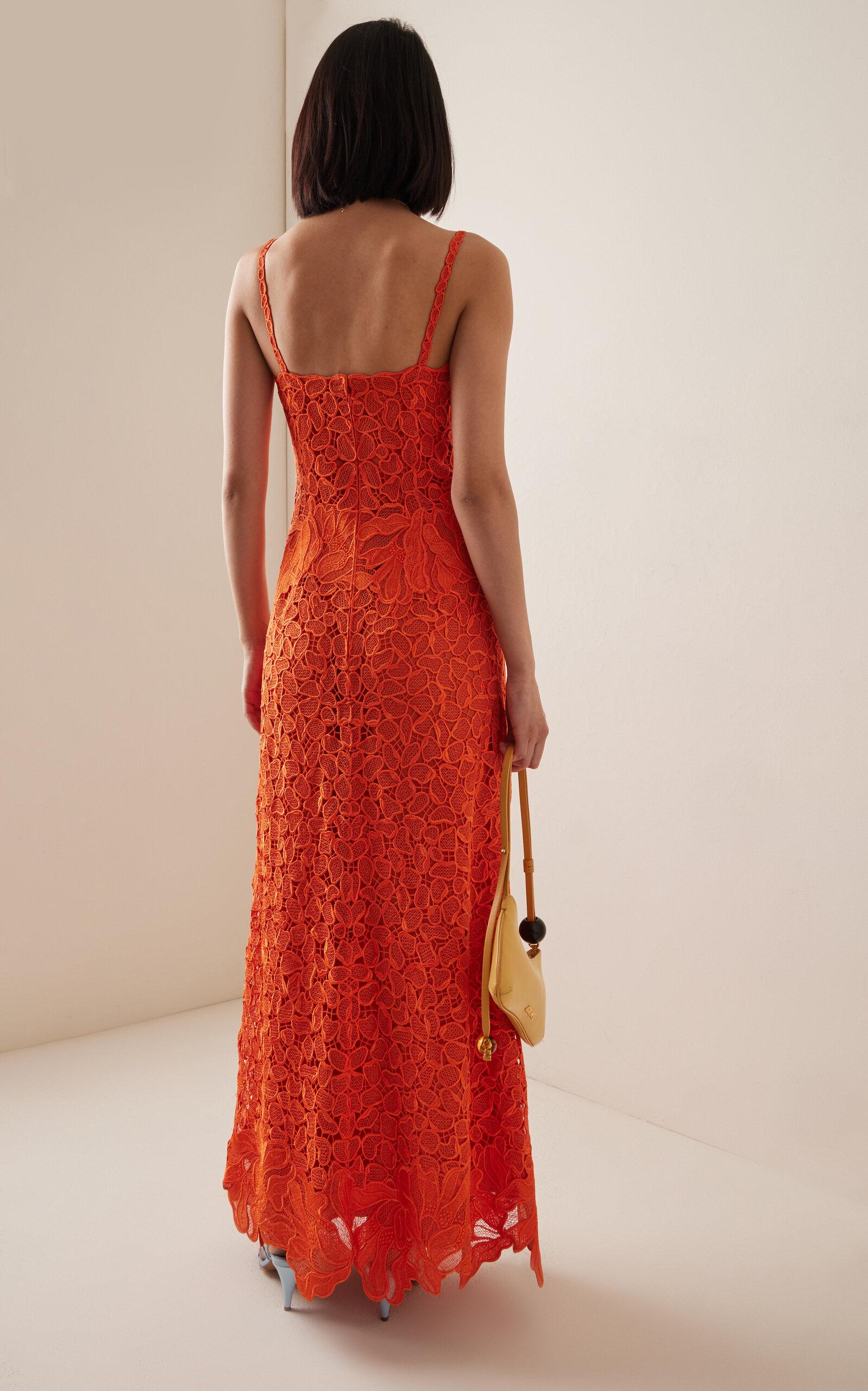 Jonathan Simkhai Phoenix Embroidered Lace Maxi Dress in Orange | Lyst Jonathan Simkhai Phoenix Embroidered Lace Maxi Dress in Orange | Lyst