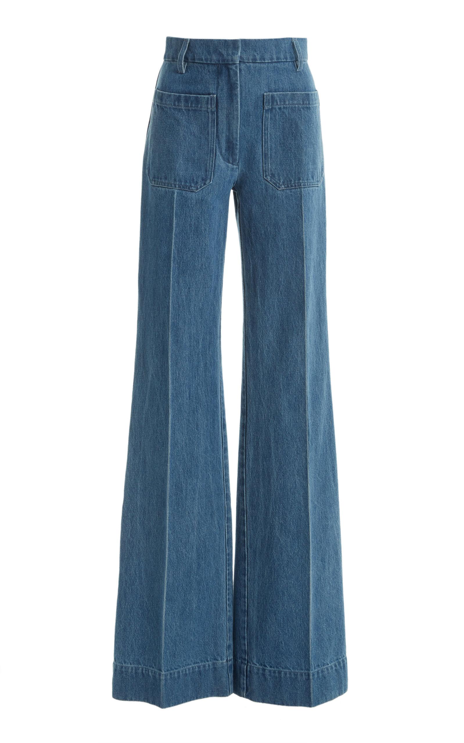 Victoria Beckham Denim Rigid High-rise Flared Jeans in Blue | Lyst