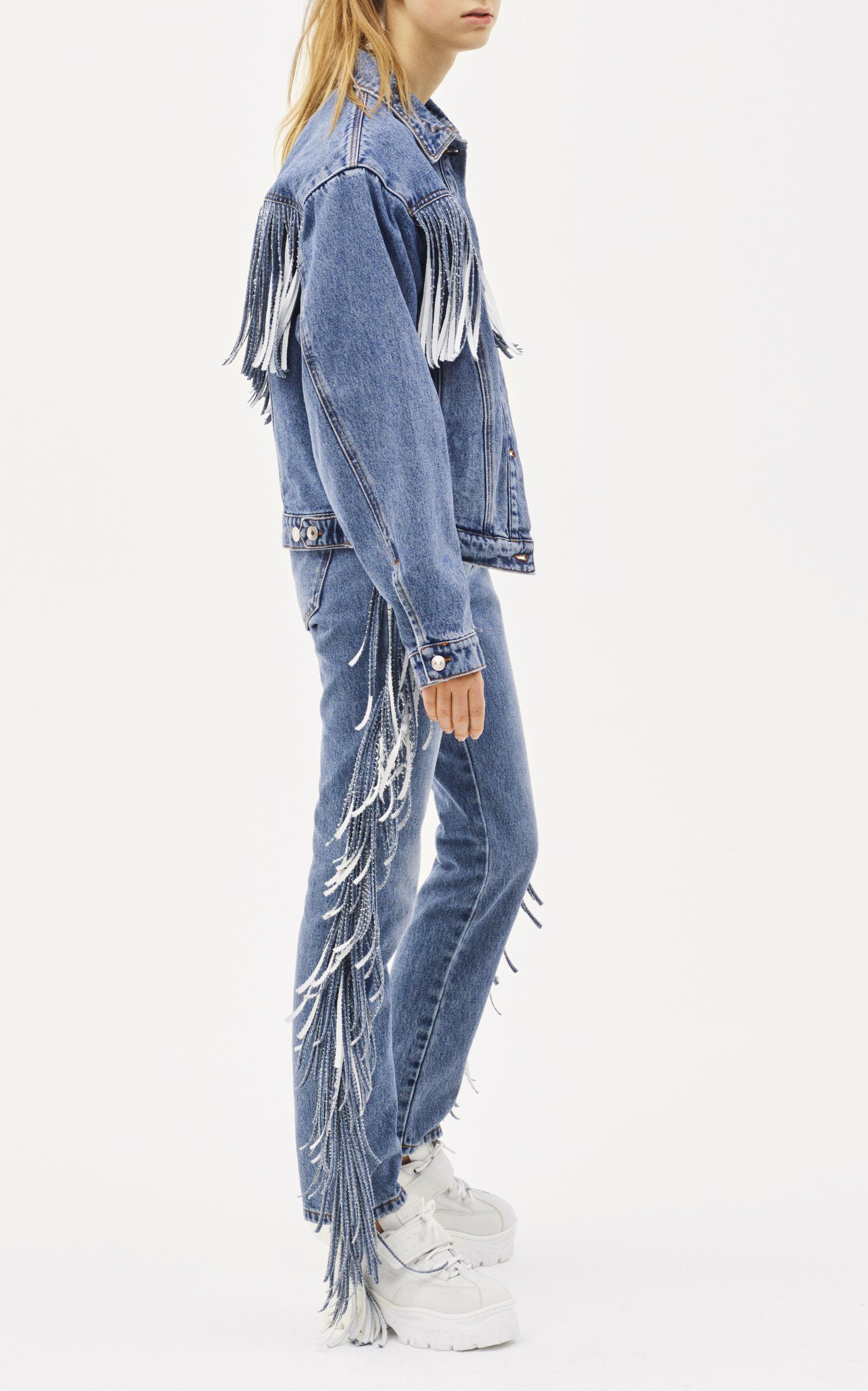 MSGM Fringe Jeans in Blue | Lyst