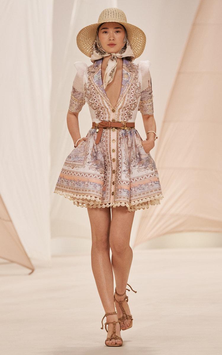 Zimmermann High Tide Linen-silk Belted Mini Dress | Lyst