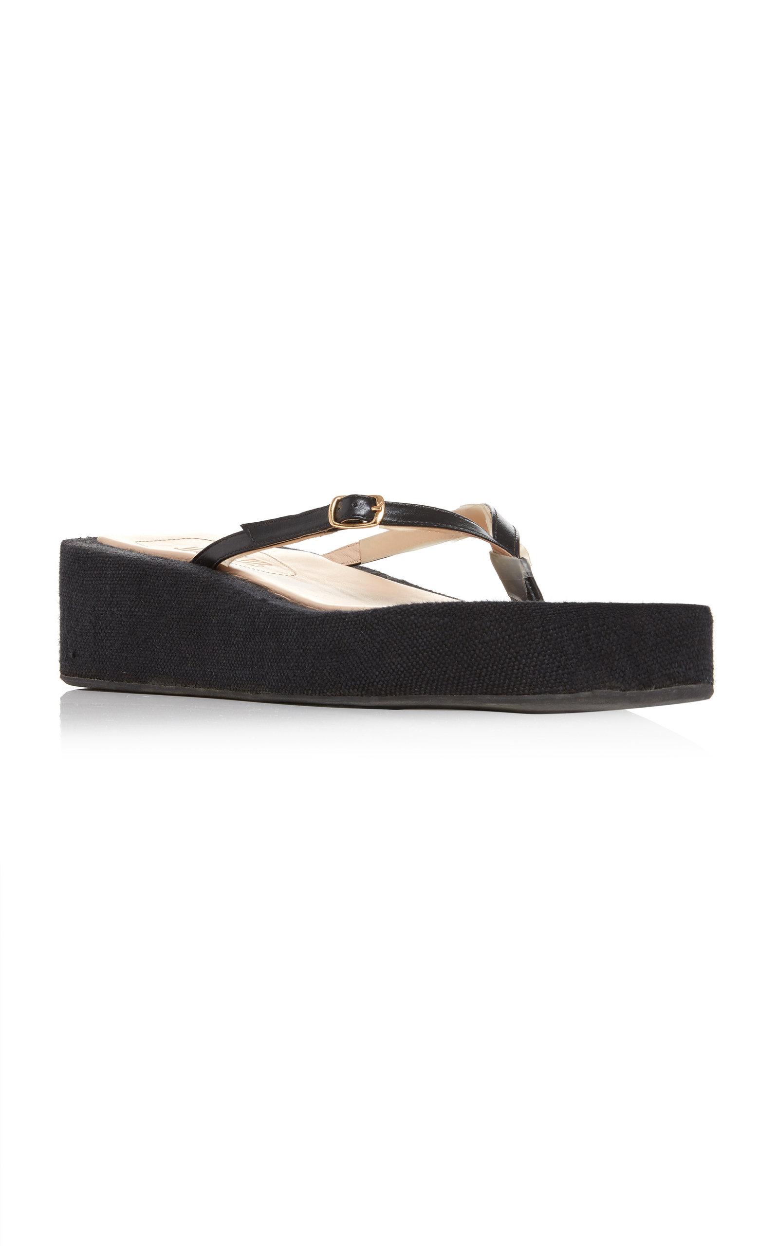 Jacquemus Les Tatanes Lin Leather Platform Sandals in Black | Lyst