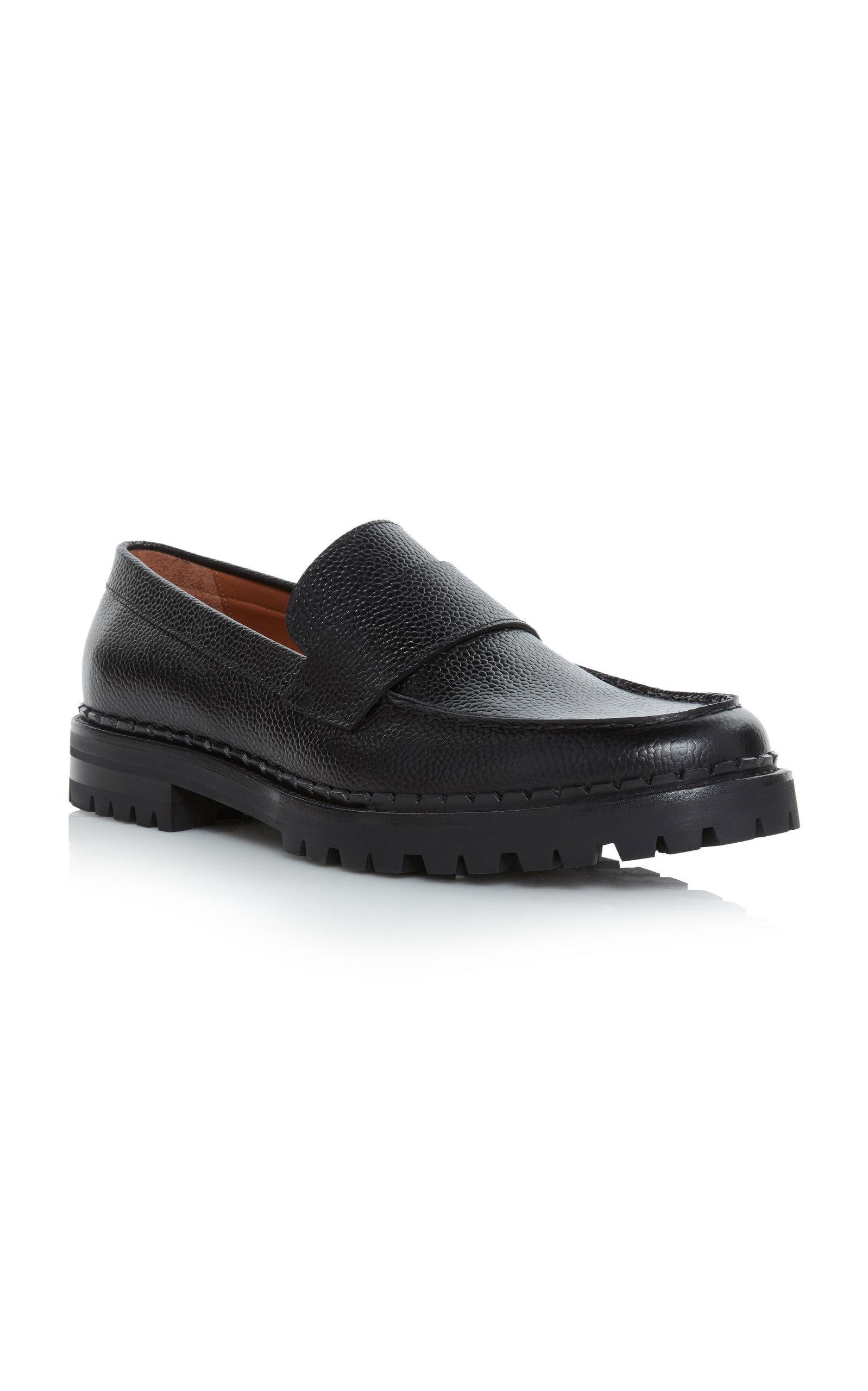 Lanvin Pebblegrain Leather Penny Loafers in Black for Men Lyst