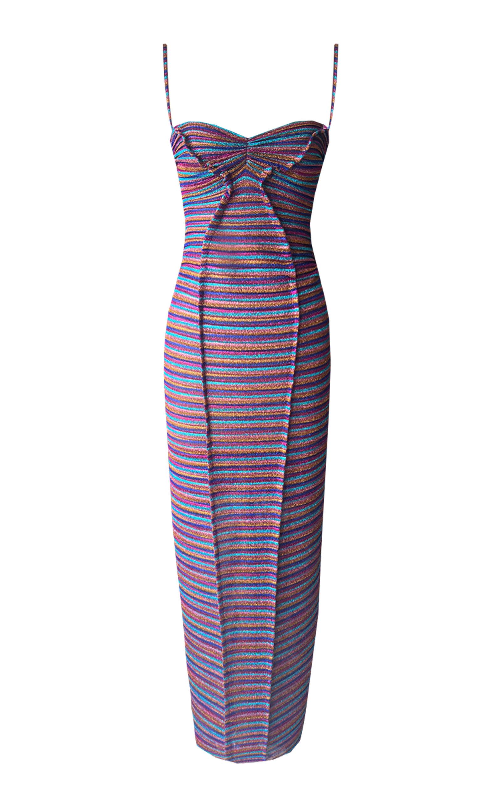 strapless open back dress 1930s 1940s Purple Red Carnival Striped Dress w Pockets | TLC As-Is main image 0