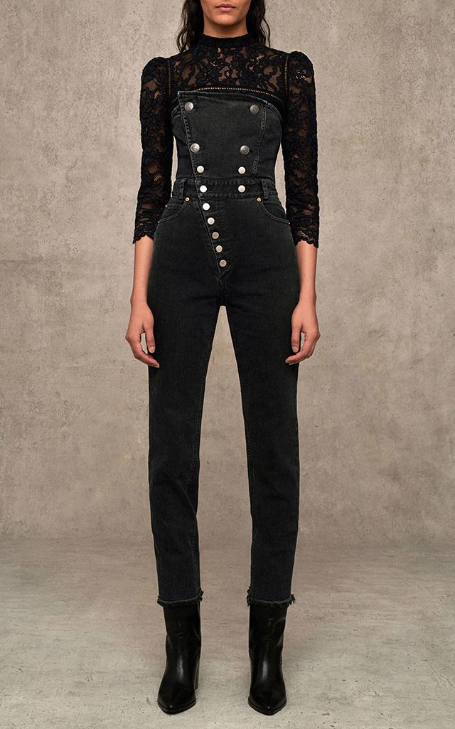 marissa webb denim jumpsuit