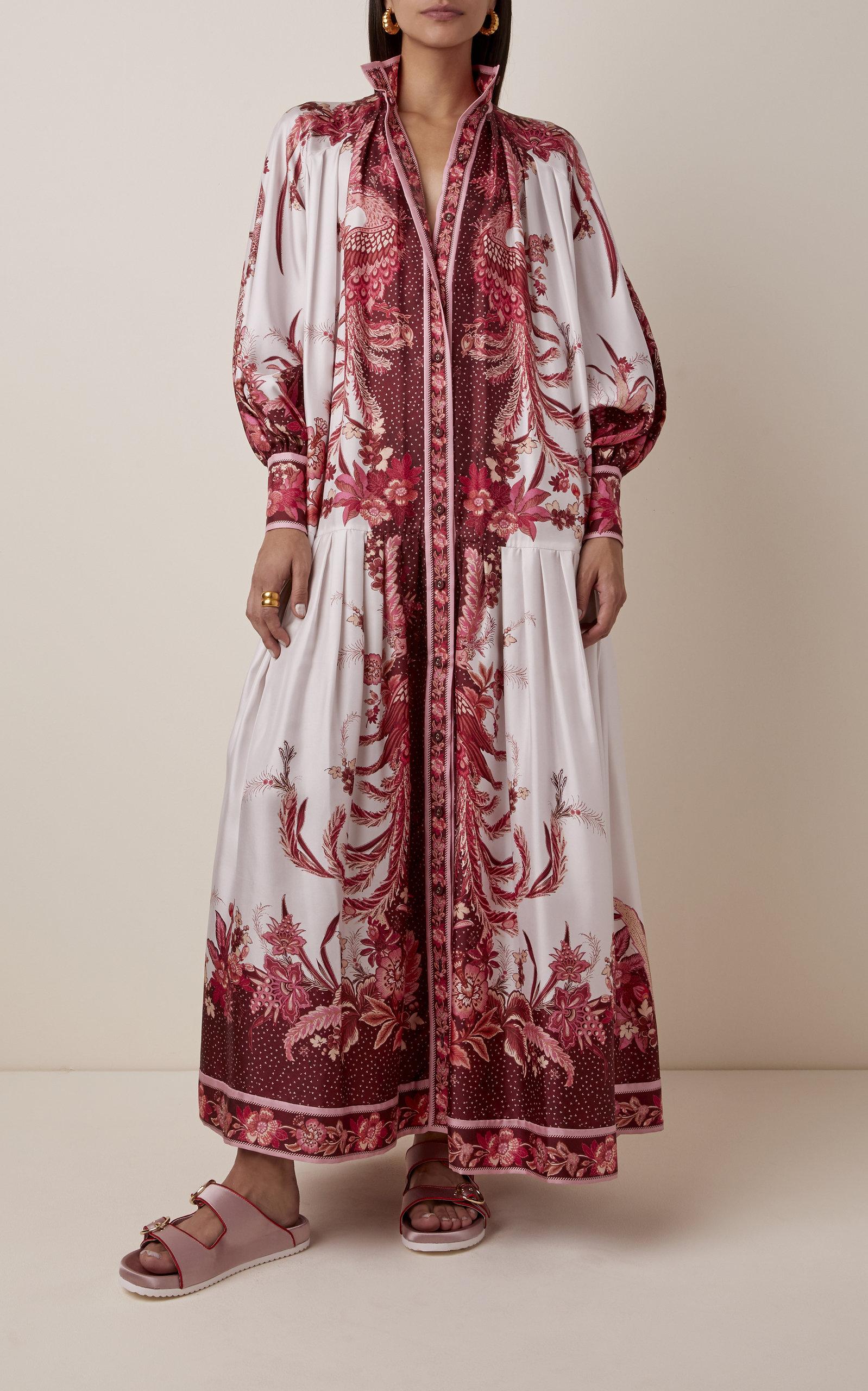 Zimmermann Wavelength Belted Silk-twill Midi Dress in Pink | Lyst Australia