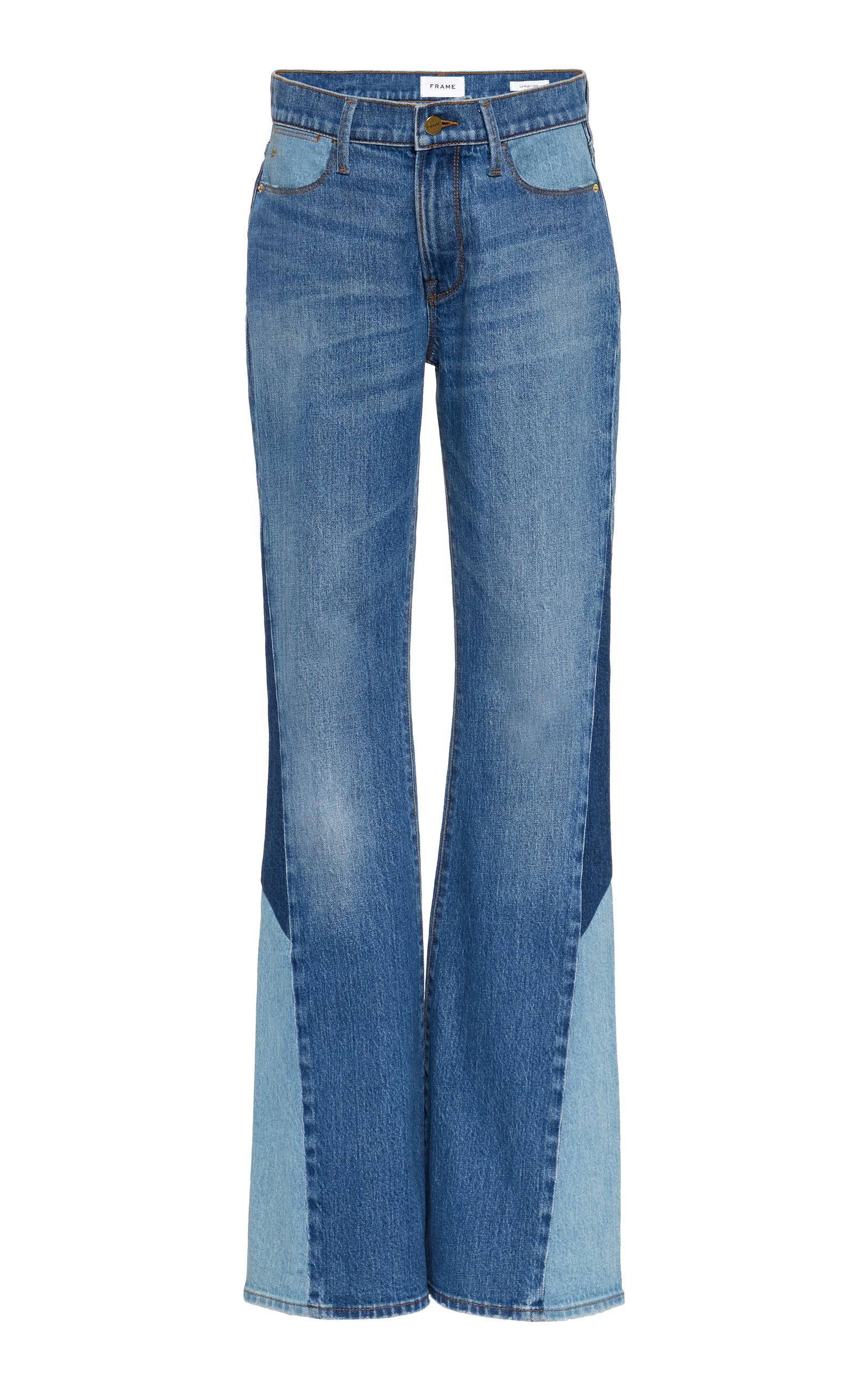 FRAME Denim Le High Patchwork Flared Jeans in Blue - Lyst
